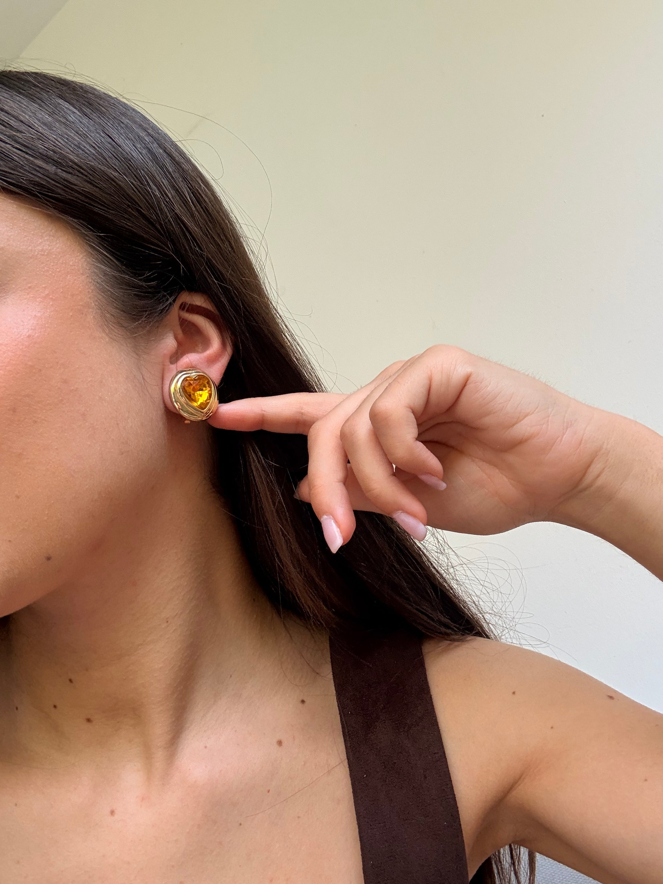 Boucles d’oreilles vintage - Cœurs ambrés