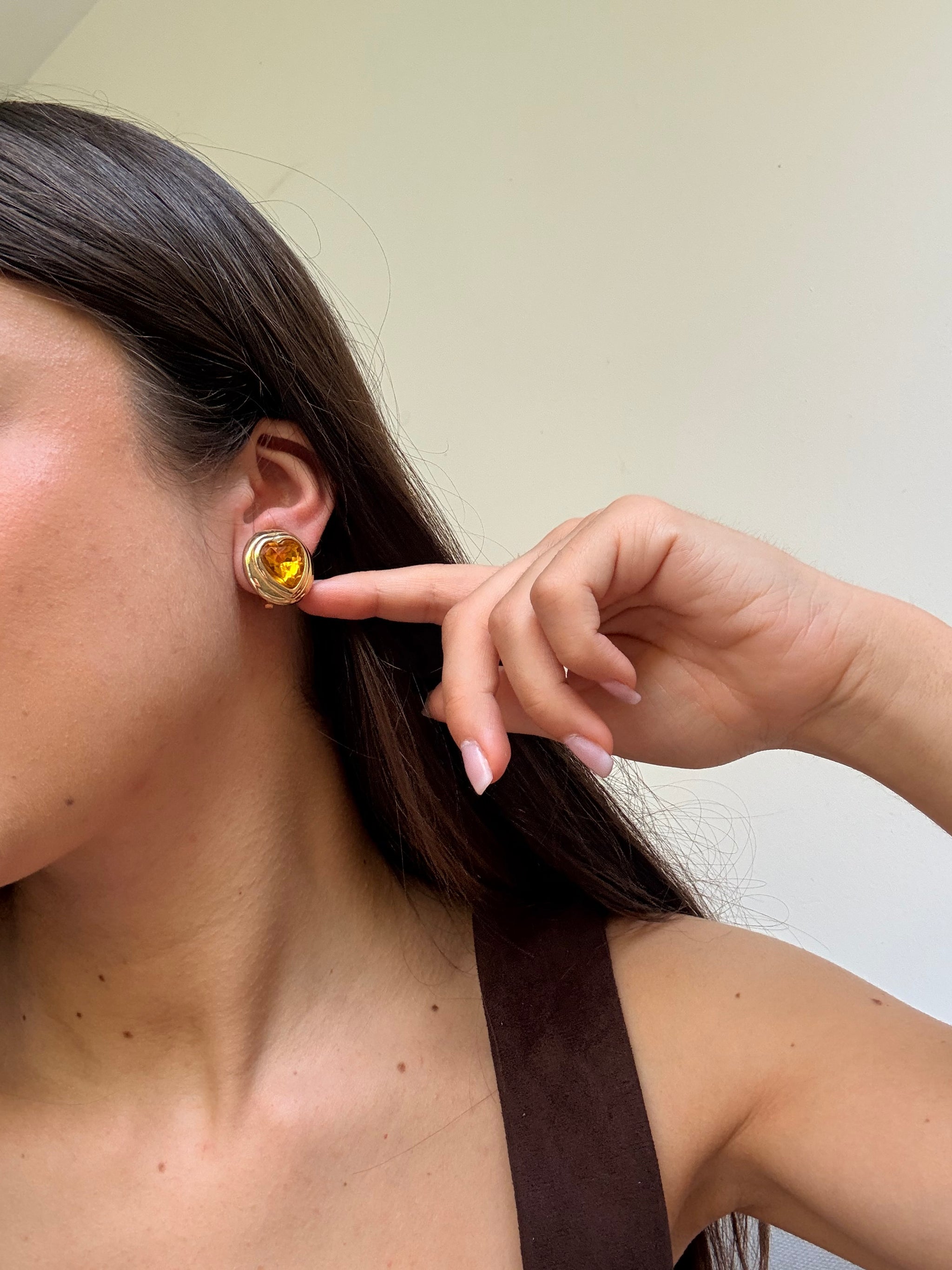 Boucles d’oreilles vintage - Cœurs ambrés