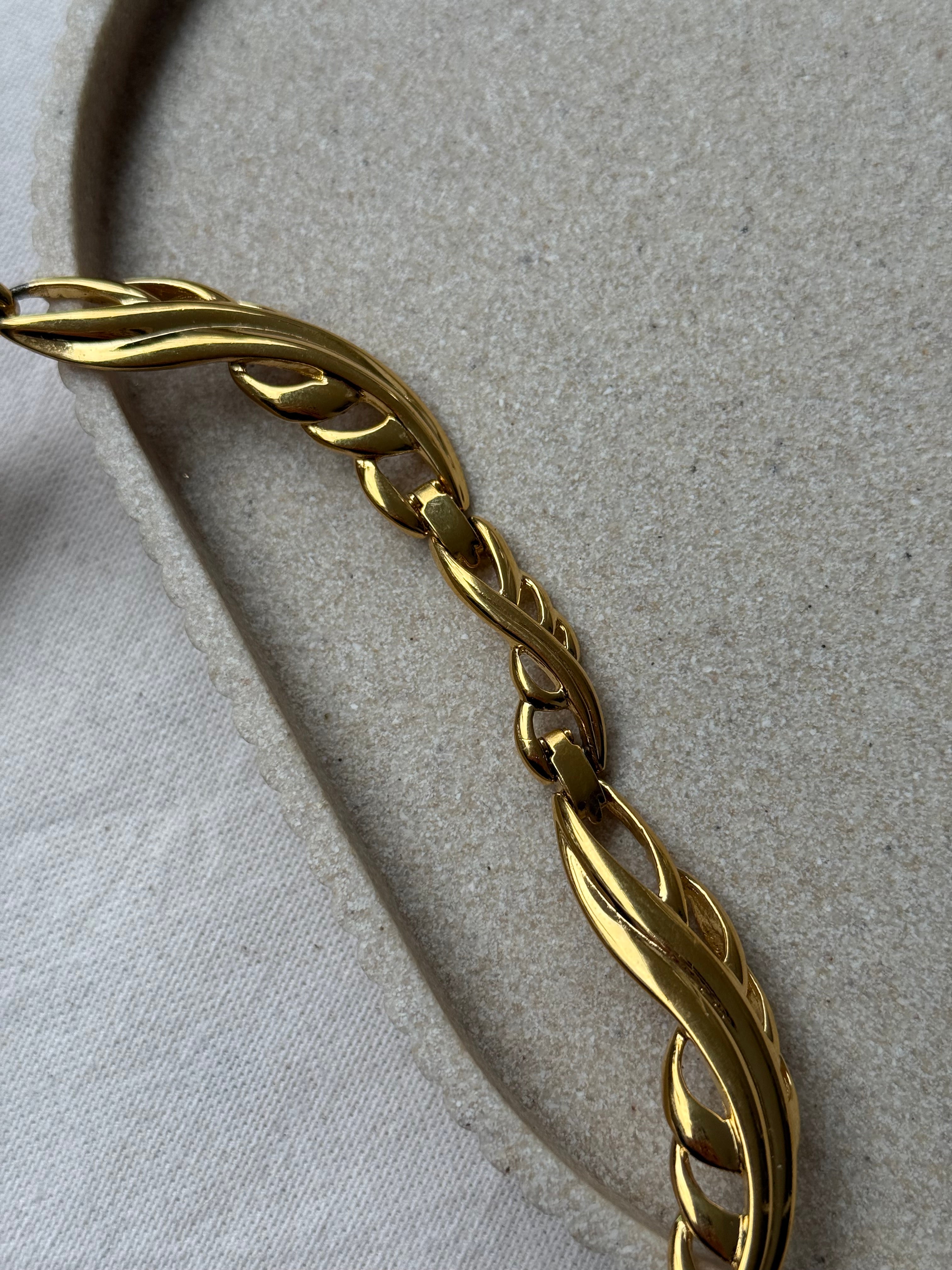 Collier Monet vintage - Maillons ajourés feuillage