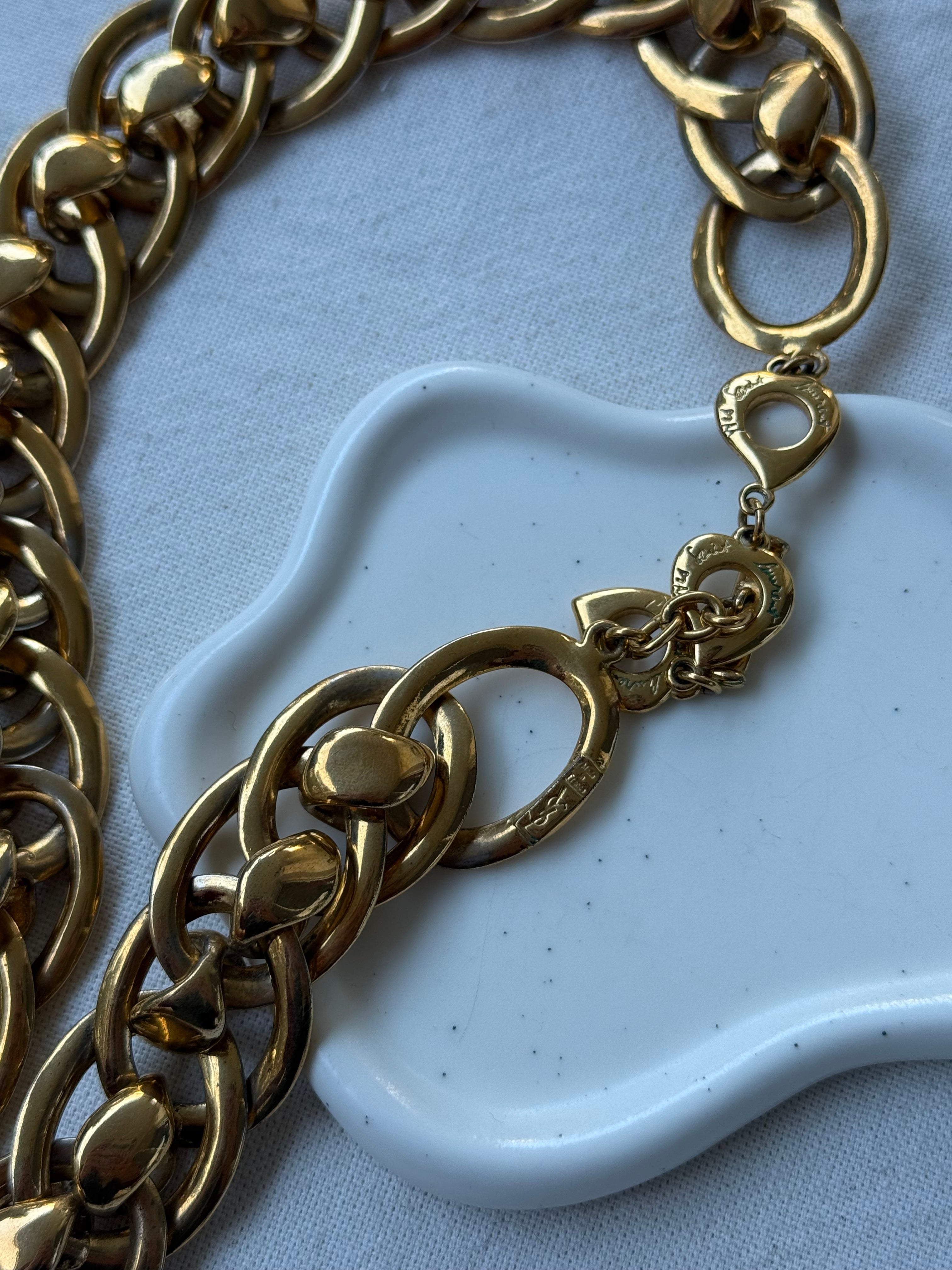 Collier Yves Saint Laurent vintage - Grosse maille dorée