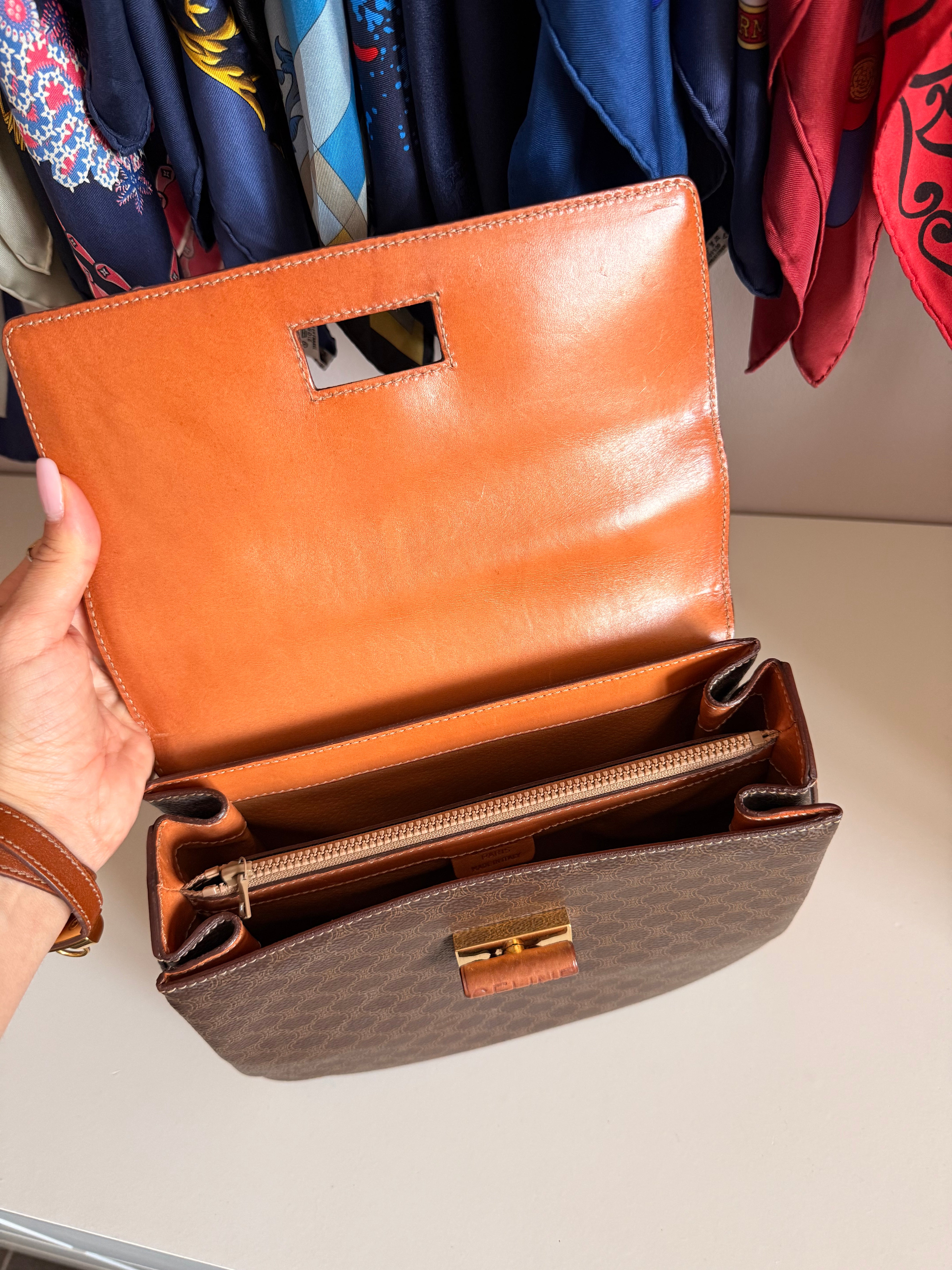 Sac Céline vintage - Turn Lock toile macadam triomphe