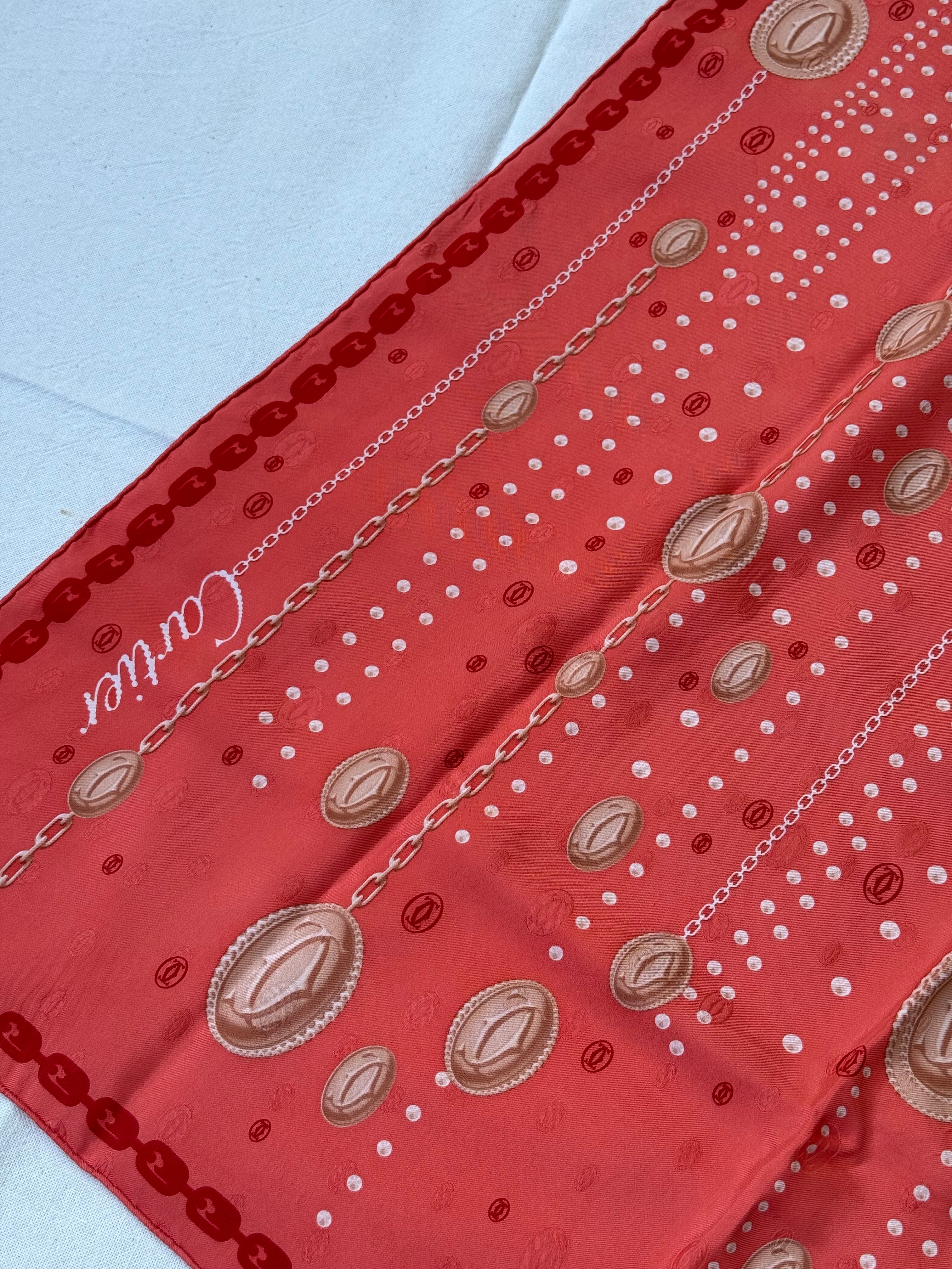 Foulard Cartier – Modèle corail et logos