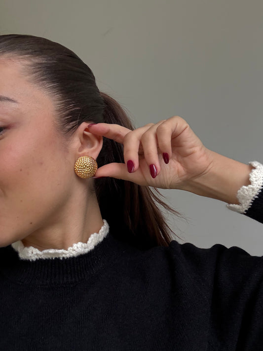 Boucles d’oreilles vintage - Rondes tressées dorées