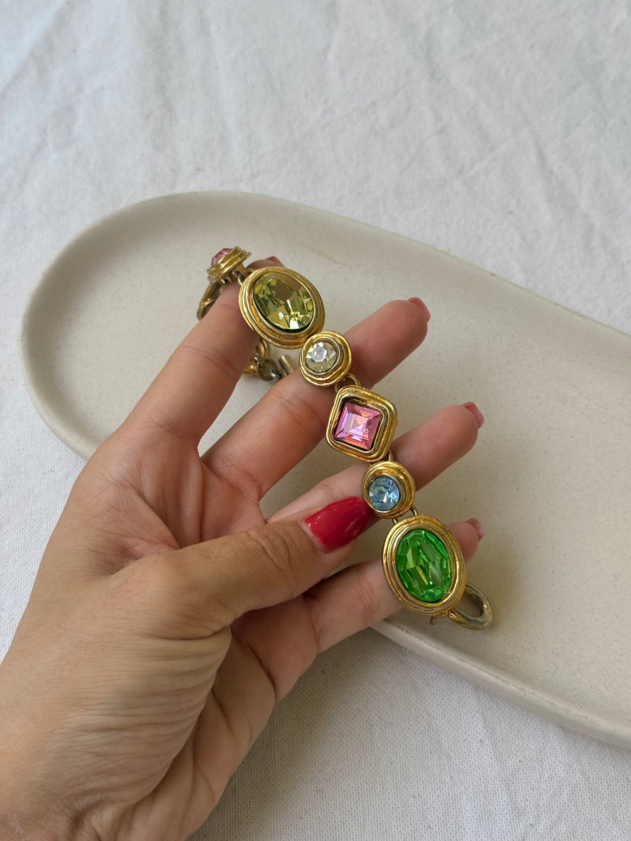 Bracelet Édouard Rambaud vintage - Cristaux multicolores