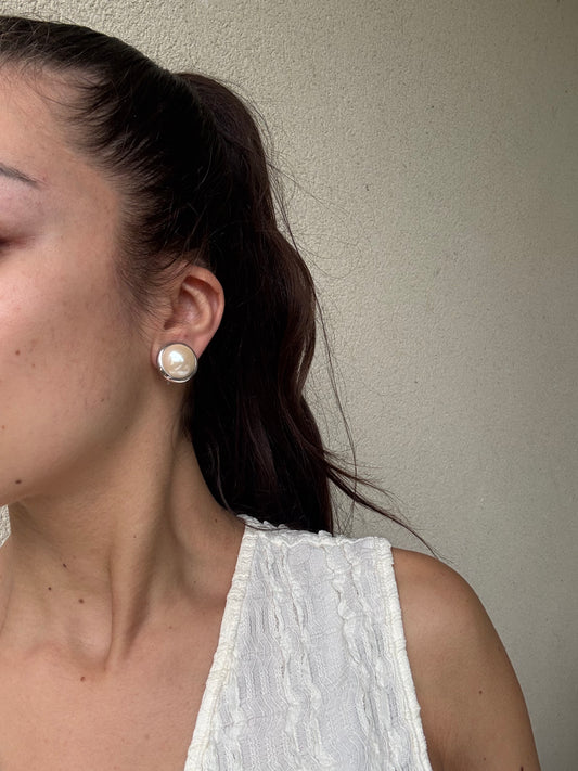 Boucles d’oreilles vintage - Perles et métal argenté