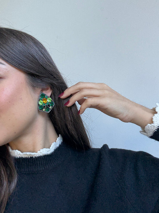Boucles d’oreilles Jean Louis Scherrer vintage - Cristaux verts
