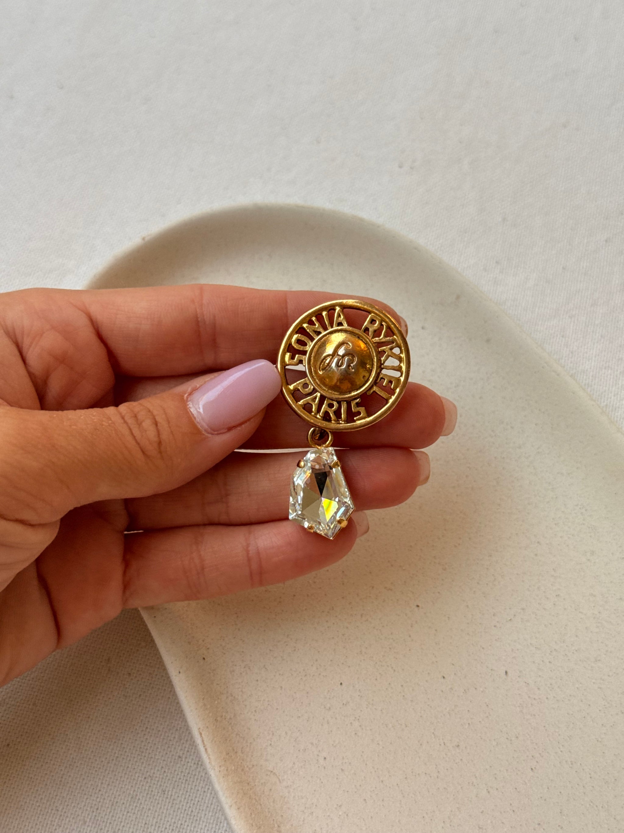 Broche Sonia Rykiel vintage - Pins strass pendant