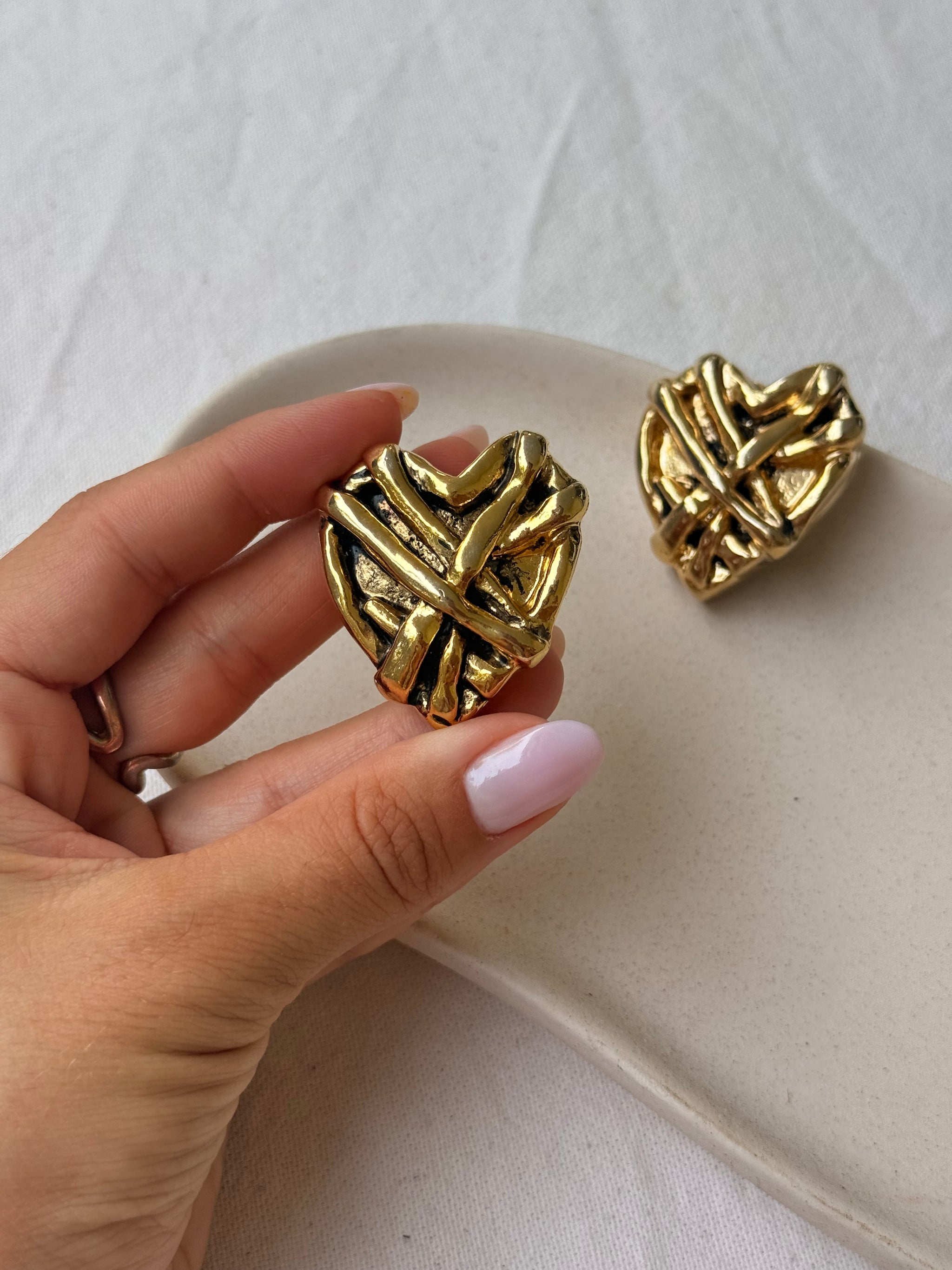 Boucles d’oreilles vintage - Cœurs XXL en résine