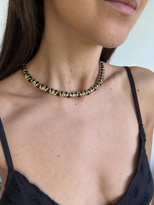 Collier vintage émaillé motif animalier