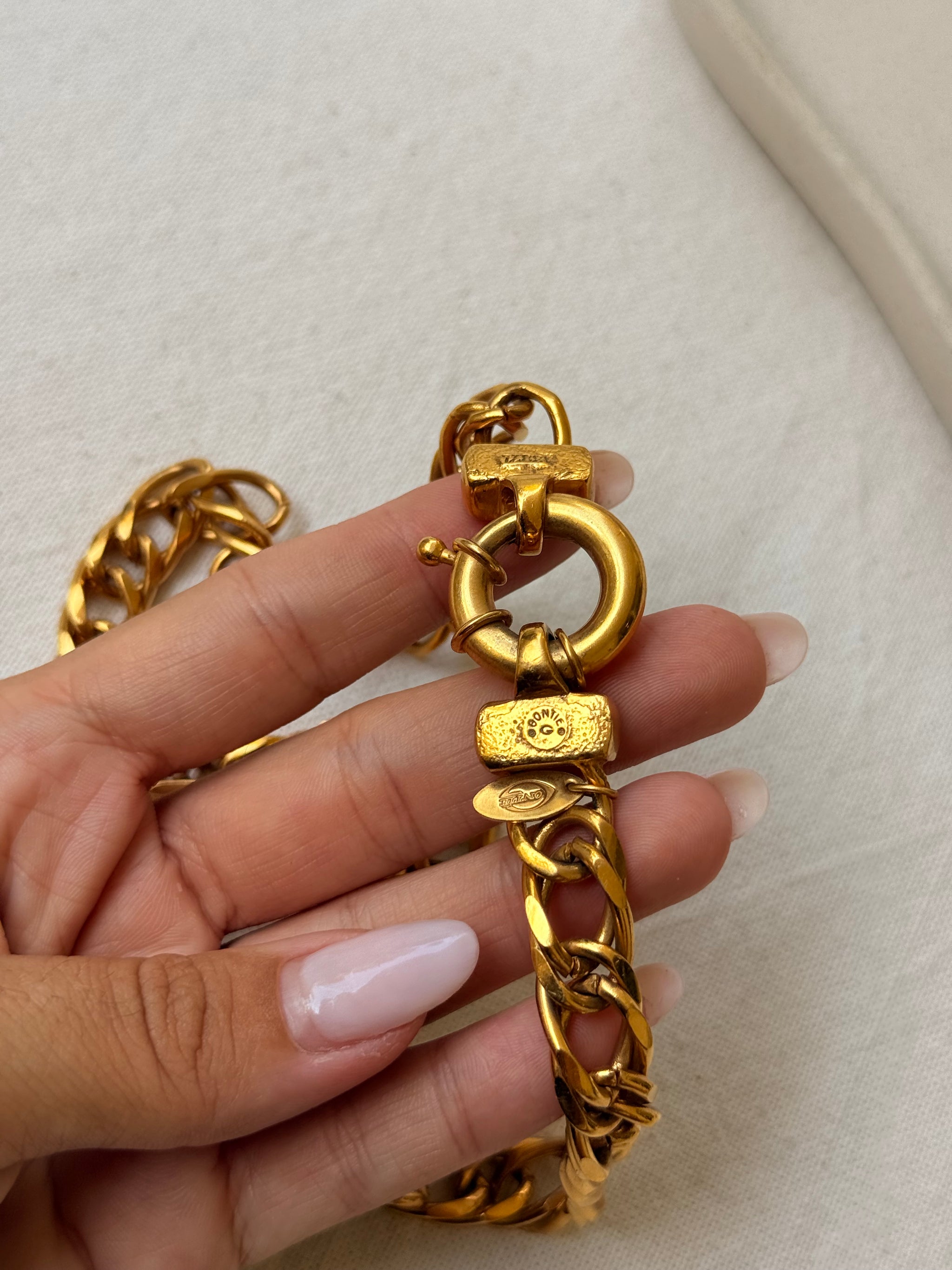 Collier Gontie vintage - Maille gourmette dorée