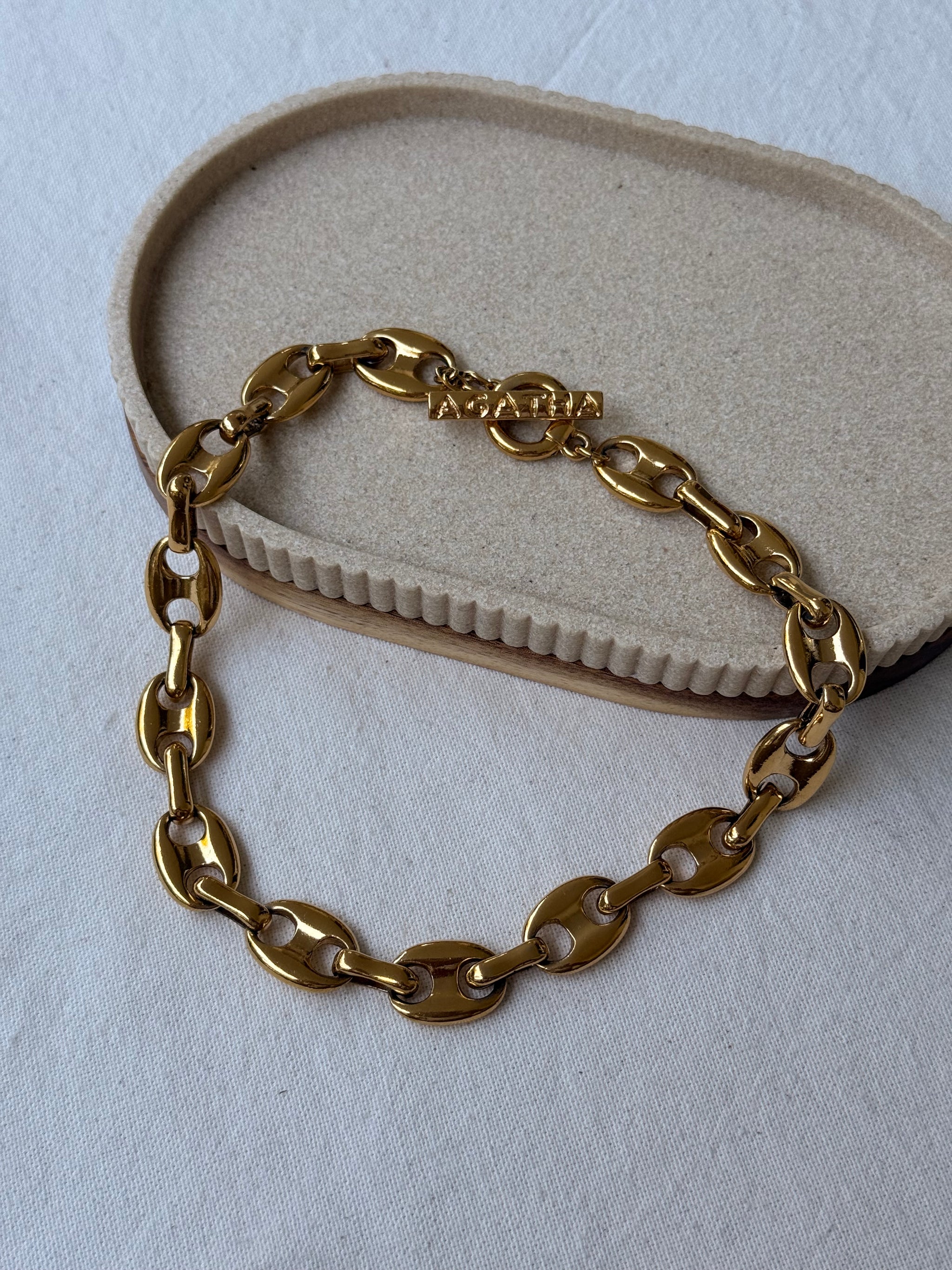 Collier Agatha Vintage - Maille marine dorée