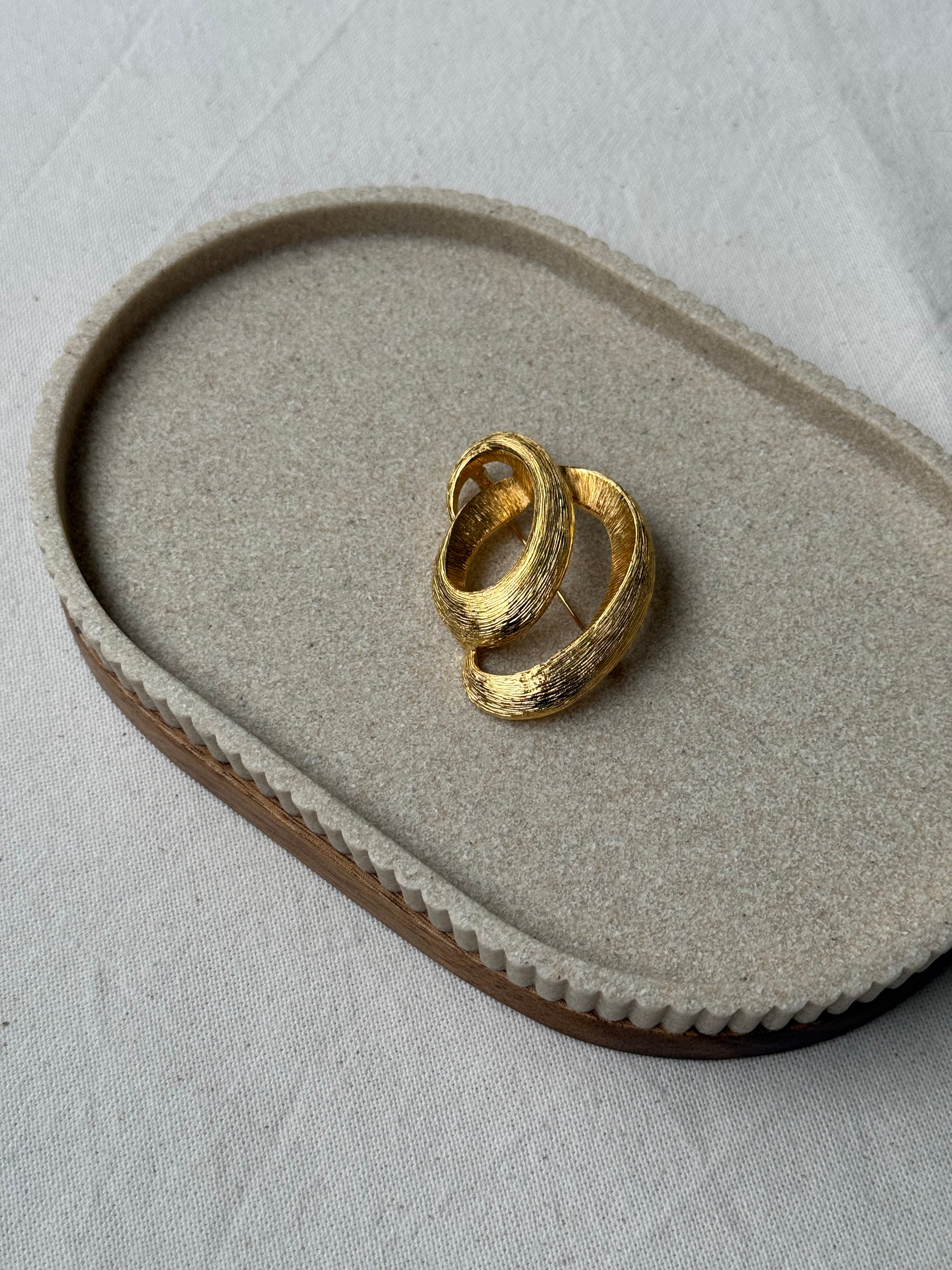 Broche vintage - Spirale brossée