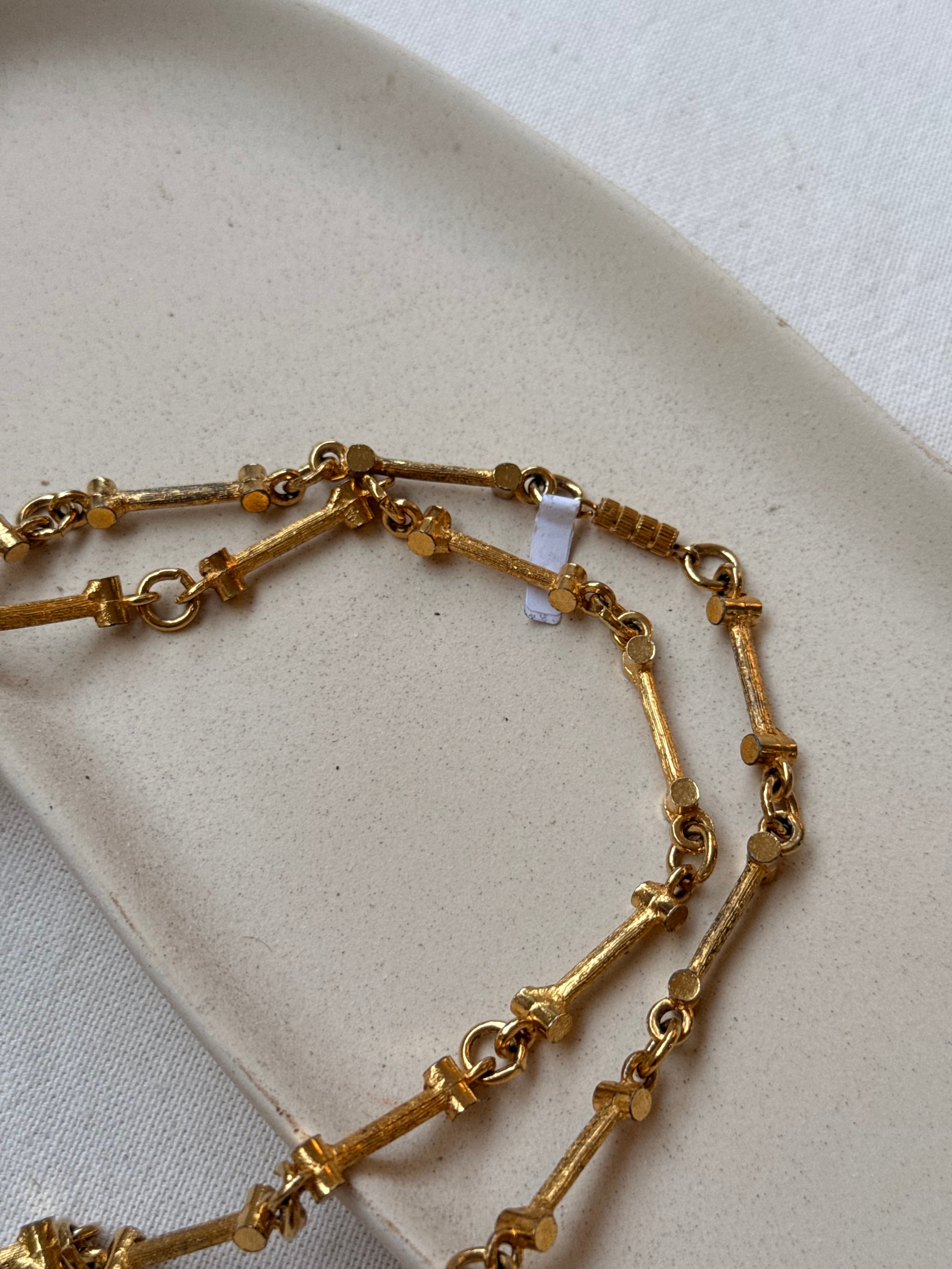 Collier doré vintage - Sautoir maillons graphiques