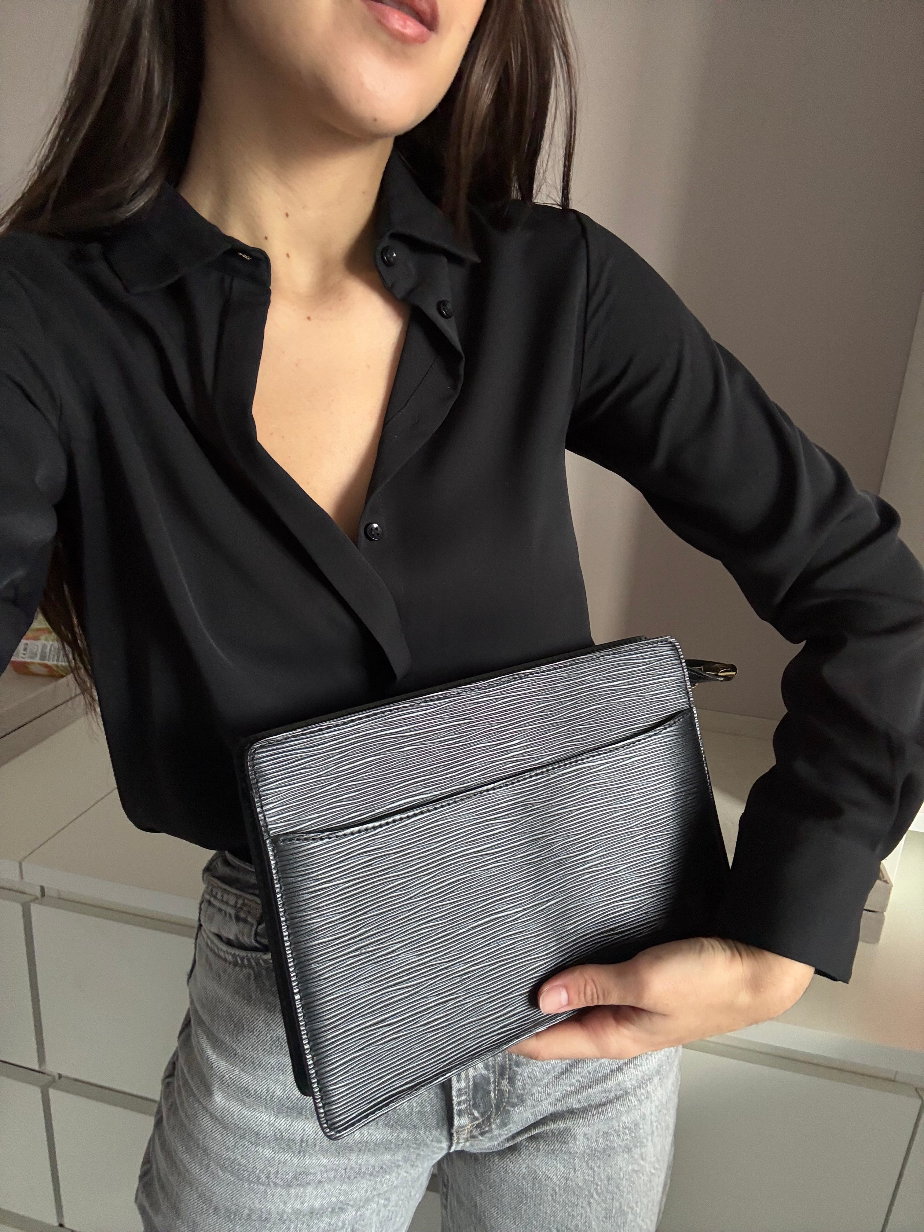 Pochette Louis Vuitton vintage - Cuir épi noir