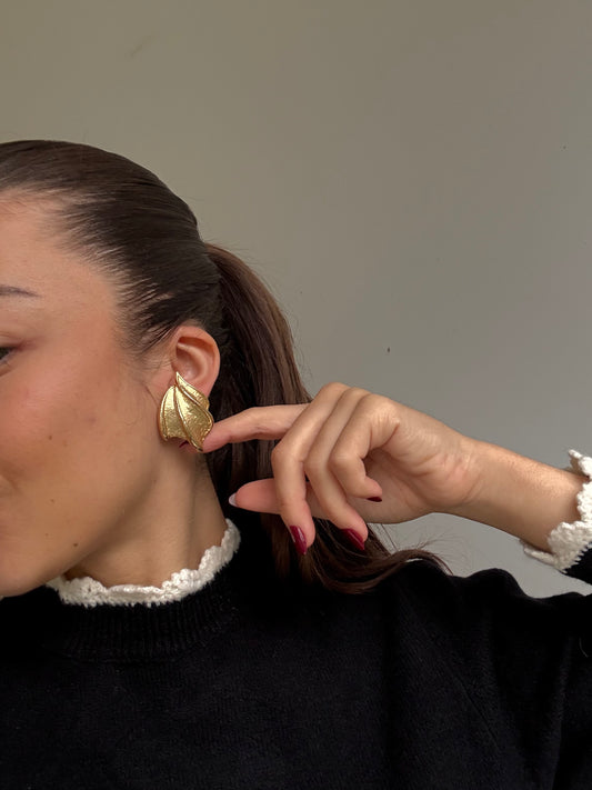 Boucles d’oreilles vintage - Feuilles sculptées