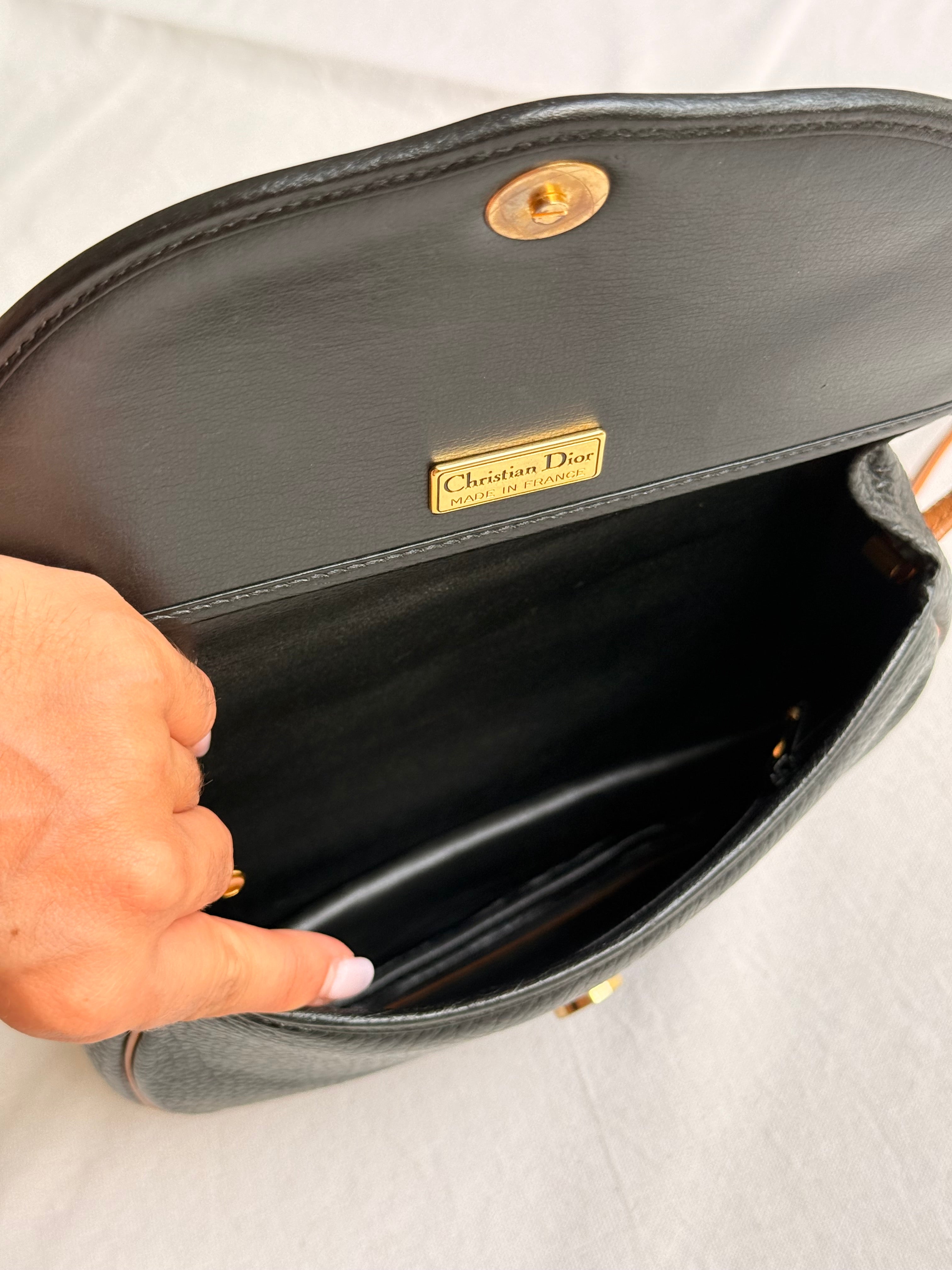 Sac Christian Dior vintage - Cuir bicolore grainé