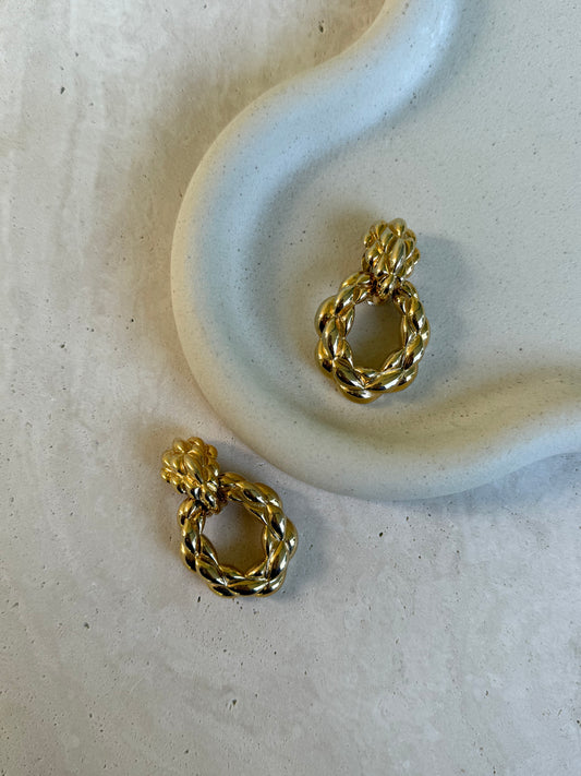 Boucles d’oreilles vintage - Pendantes texturées dorées