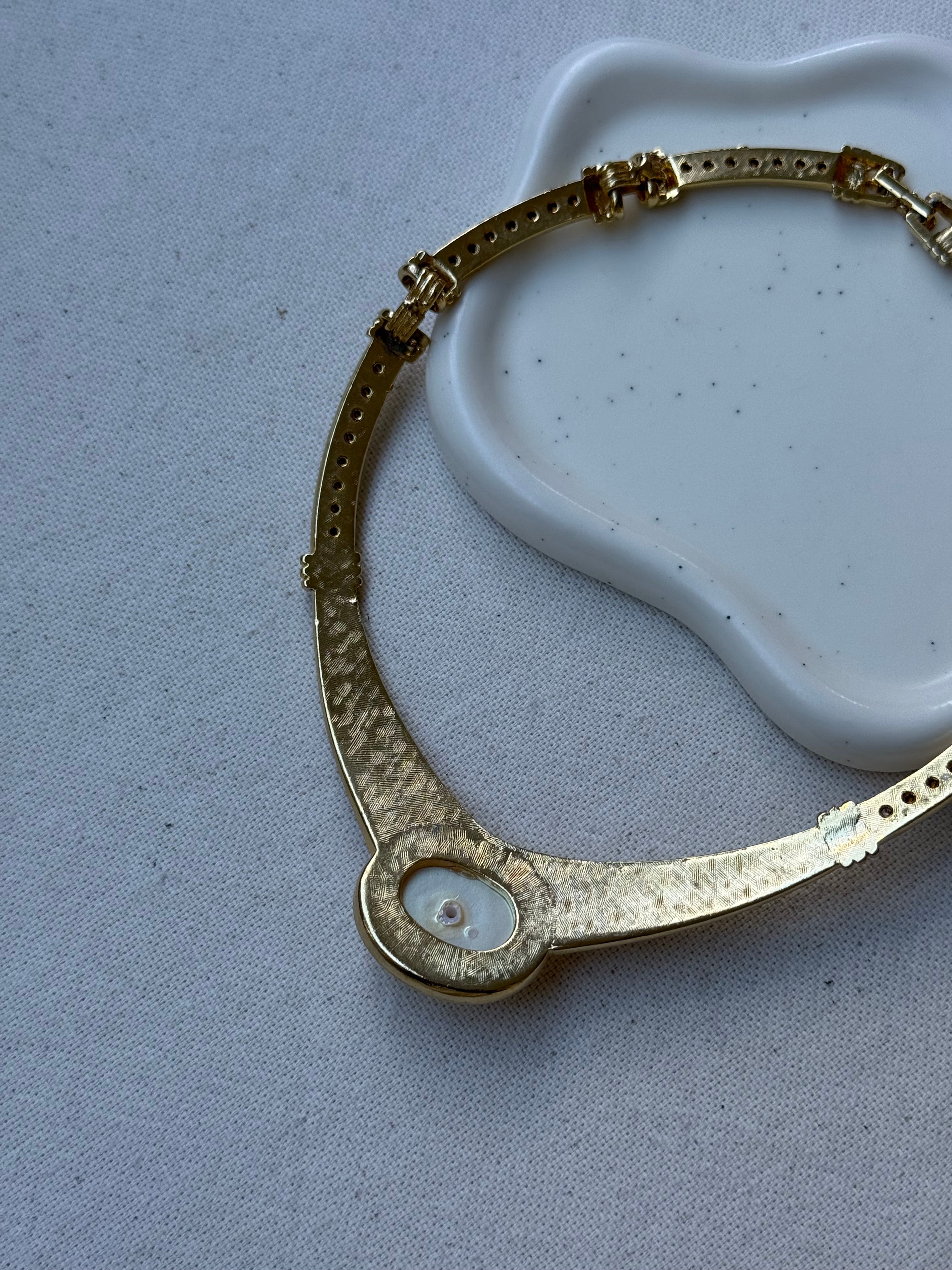 Collier vintage - Cabochon perle et strass