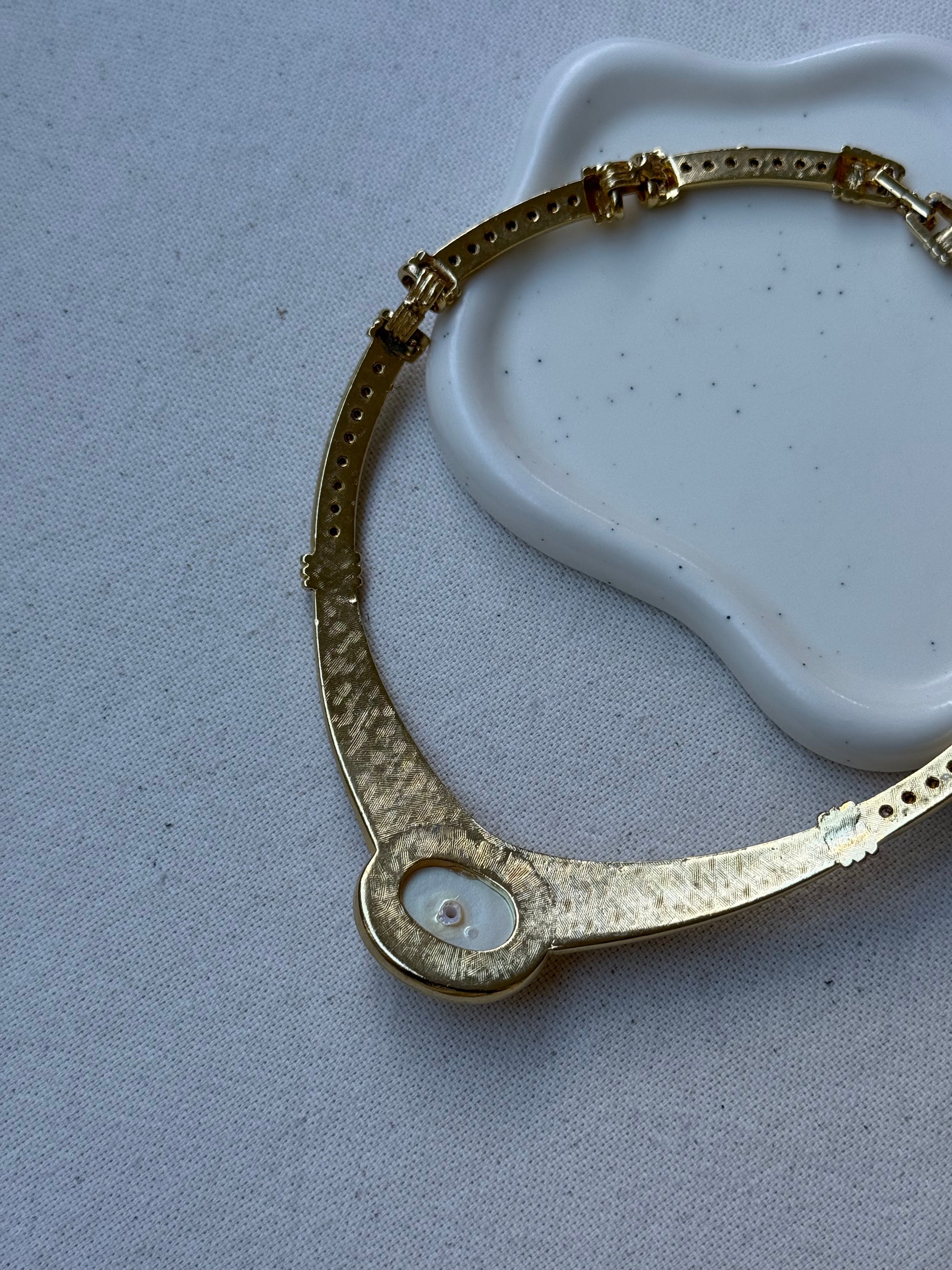 Collier vintage - Cabochon perle et strass