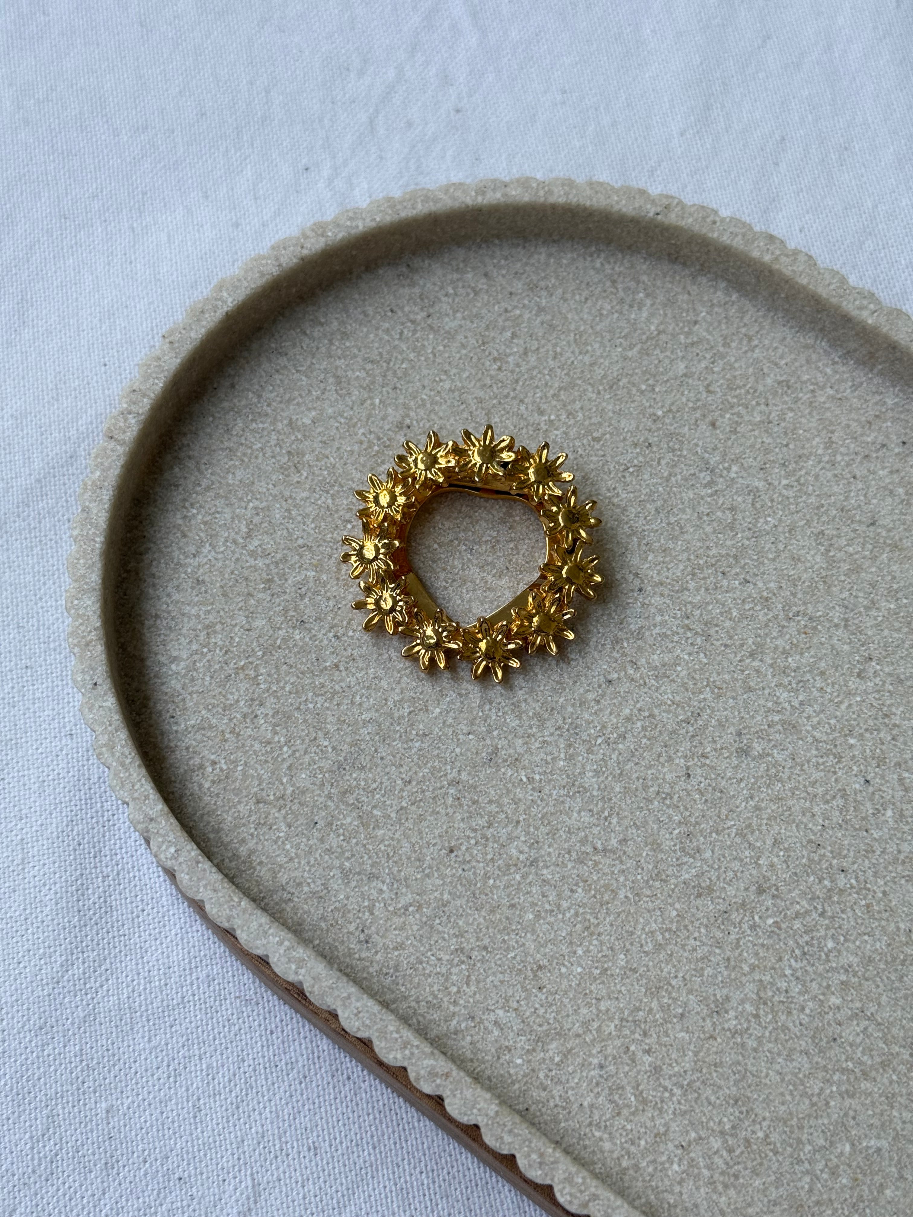 Anneau de foulard vintage - Motif floral doré
