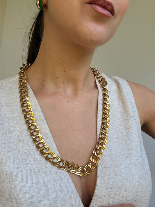 Collier Monet vintage - Double maille dorée