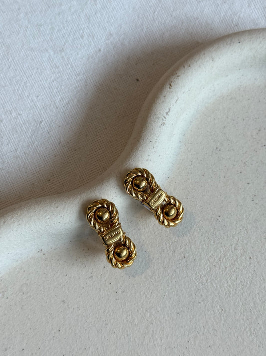 Boucles d’oreilles Céline vintage - Cordage et inscription centrale