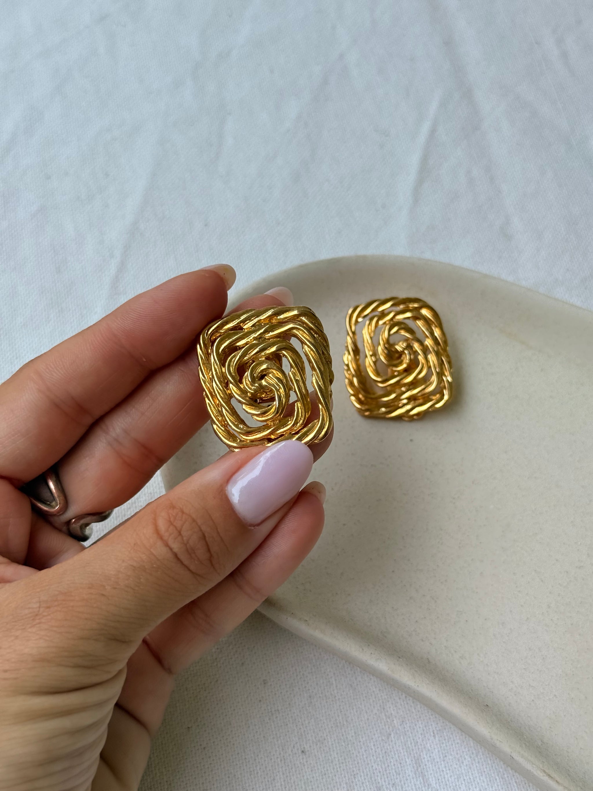 Boucles d’oreilles vintage - Spirales entrelacées