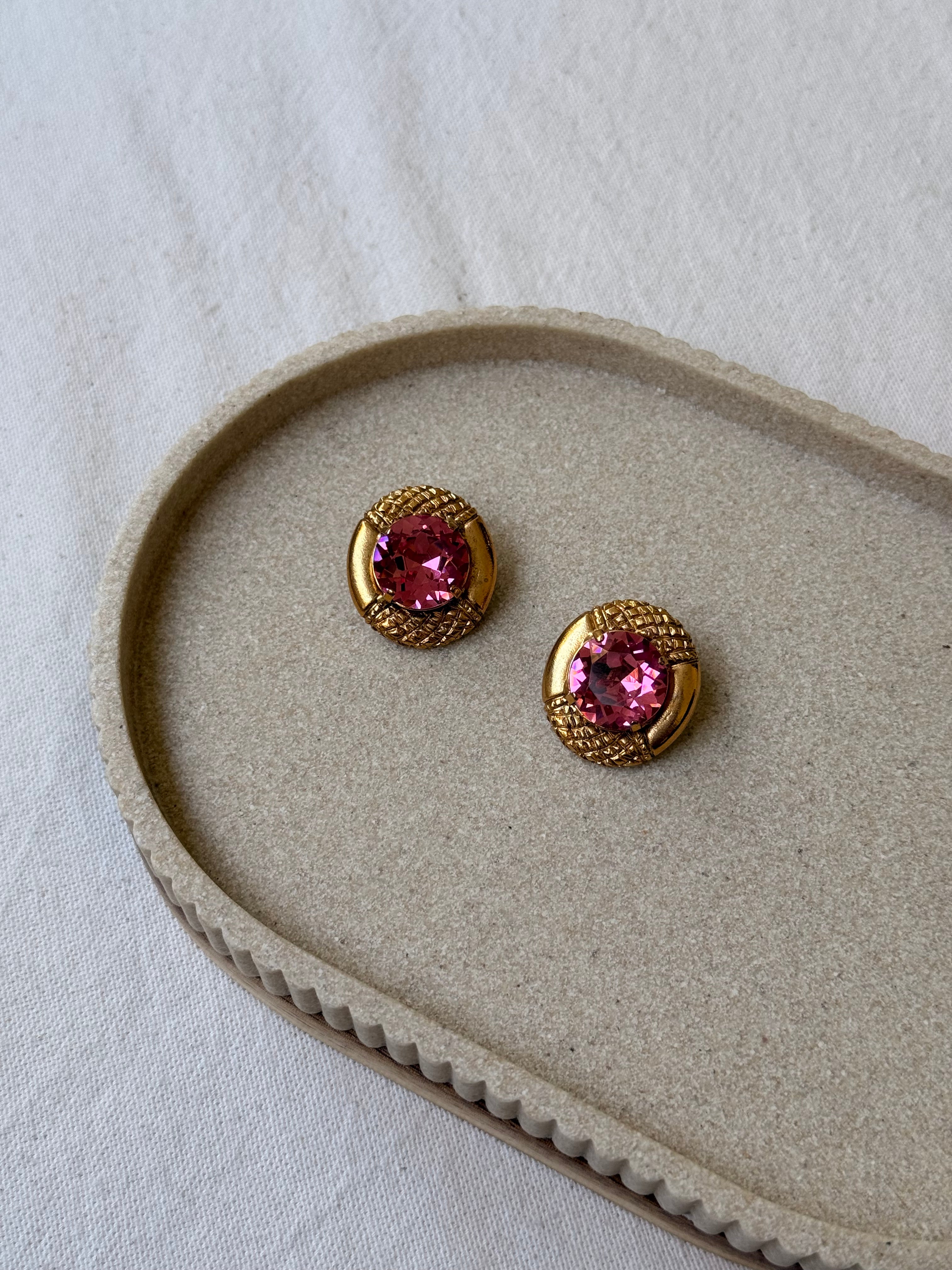 Boucles d’oreilles Sonia Rykiel vintage - Cristal rose