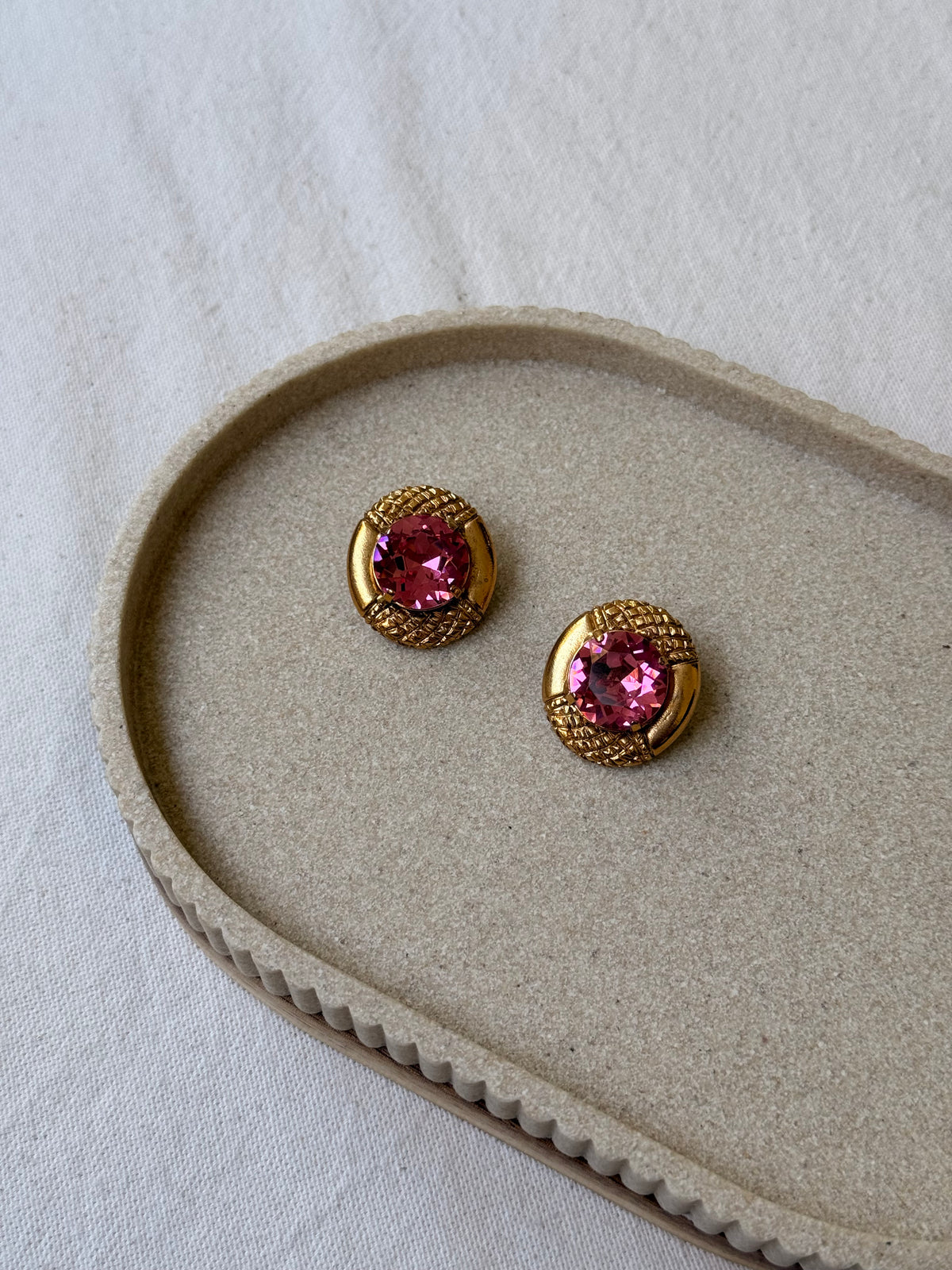 Boucles d’oreilles Sonia Rykiel vintage - Cristal rose