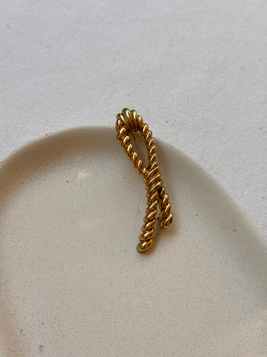Broche vintage - Noeud torsadé doré