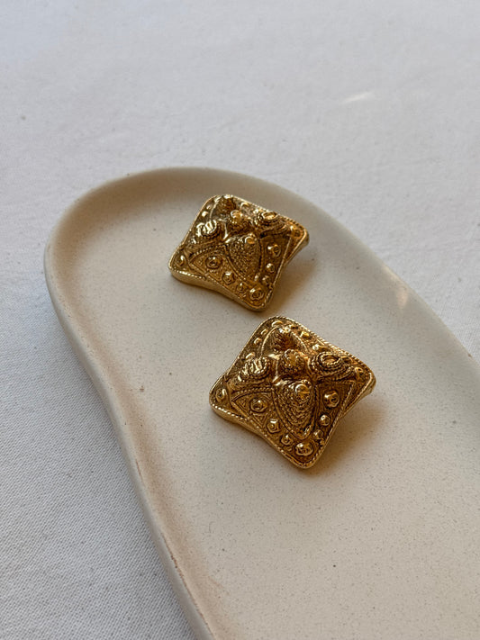 Boucles d’oreilles vintage - XXL carrées dorées
