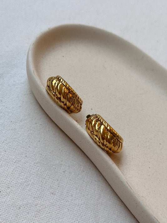 Boucles d’oreilles vintage - Créoles bombées dorées