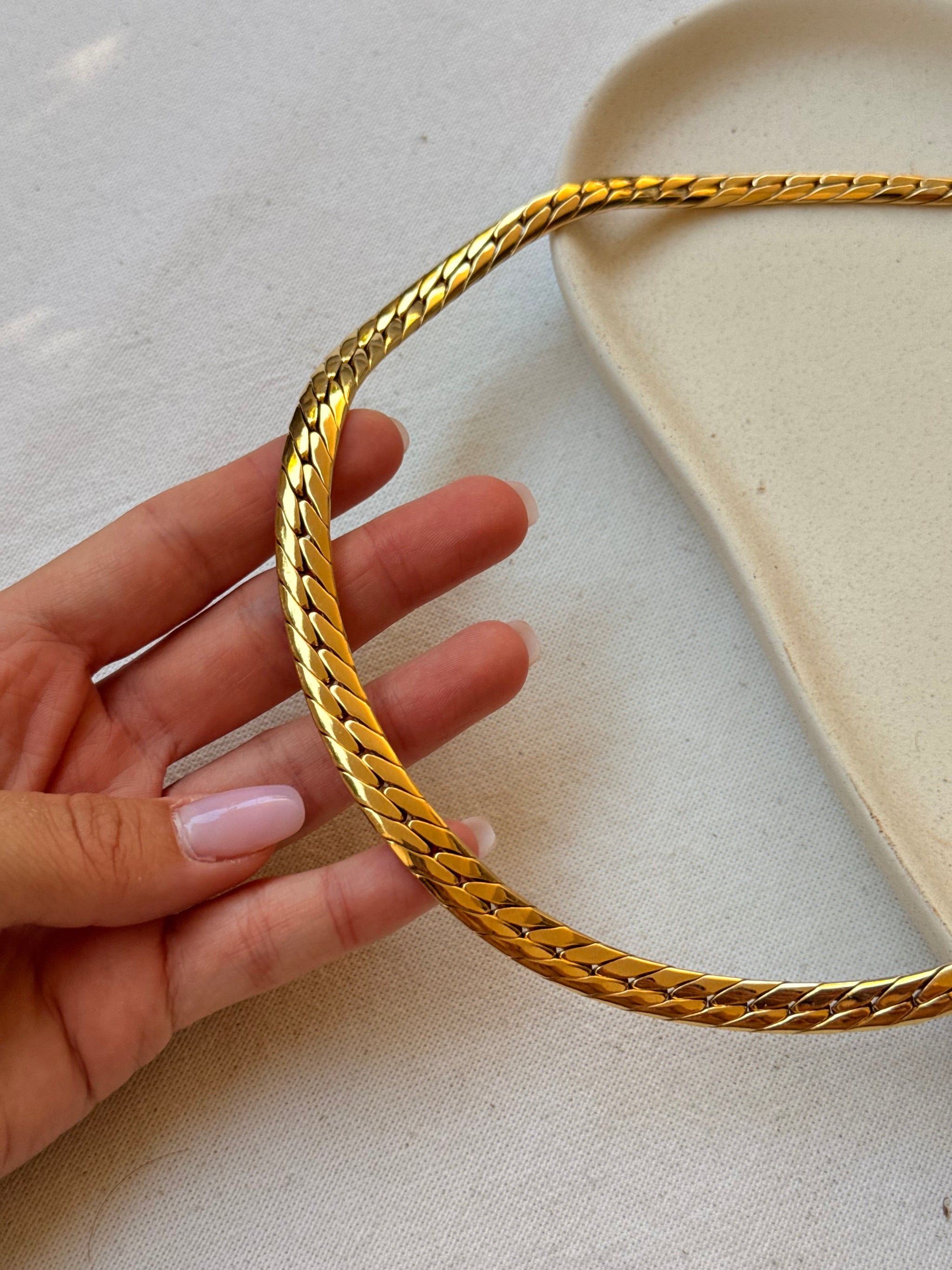Collier doré vintage - Maille gourmette plate dorée