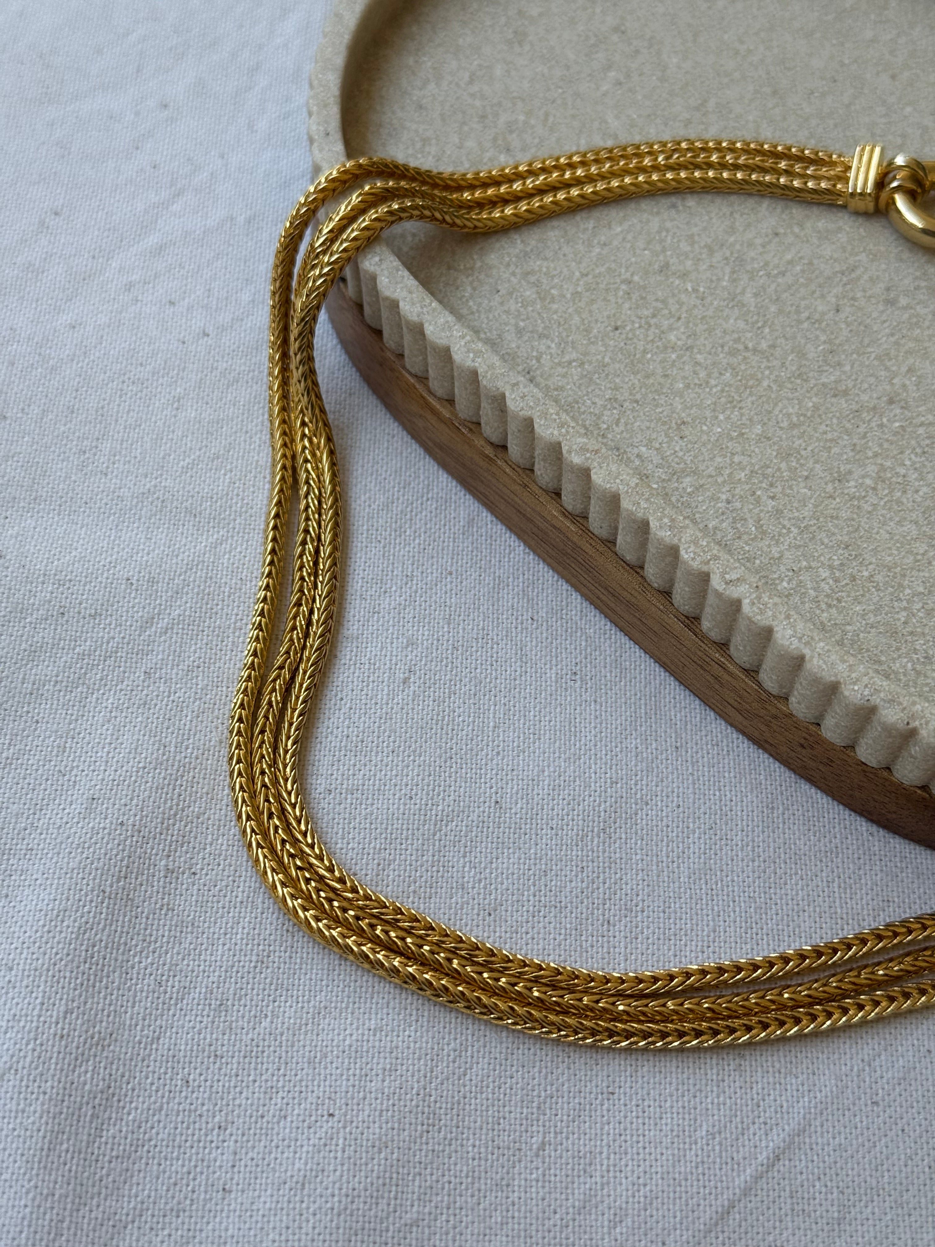 Collier doré vintage - Maille serpent multi-rangs