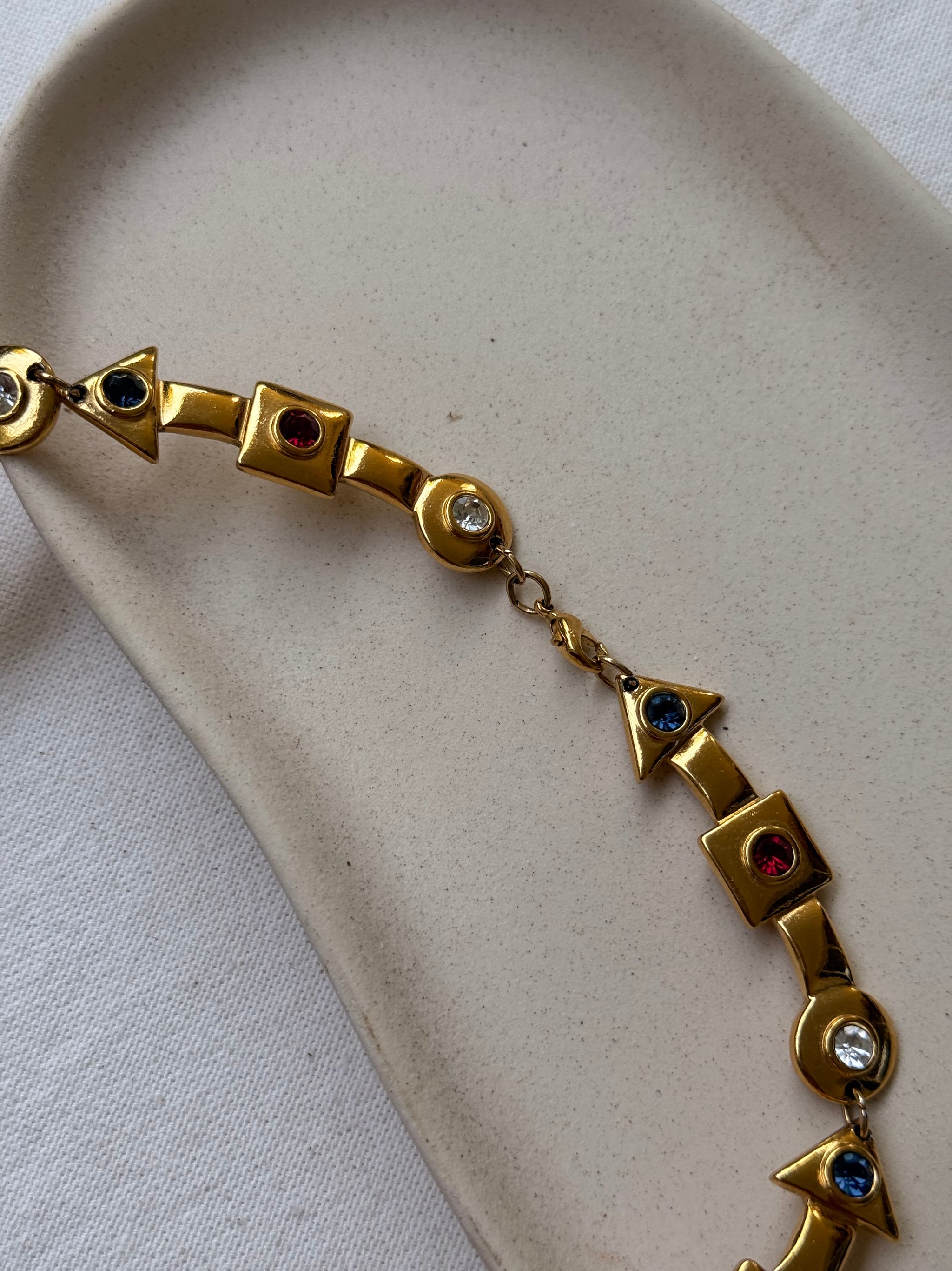 Collier doré vintage - fléches colorées