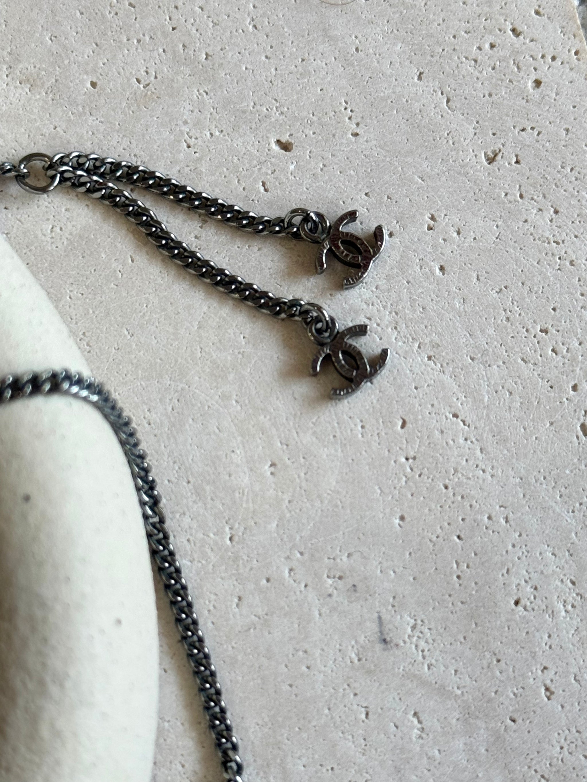 Chanel Necklace - Black CC Pendant
