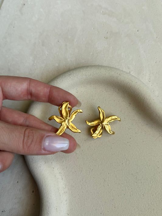 Boucles d’oreilles vintage étoiles de mer dorées