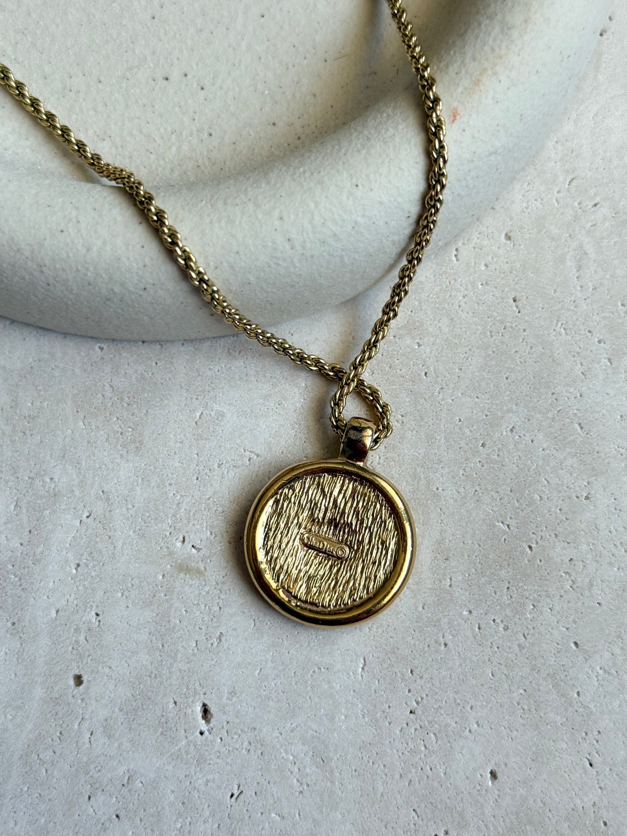 Collier Christian Dior vintage - médaillon Dior strass