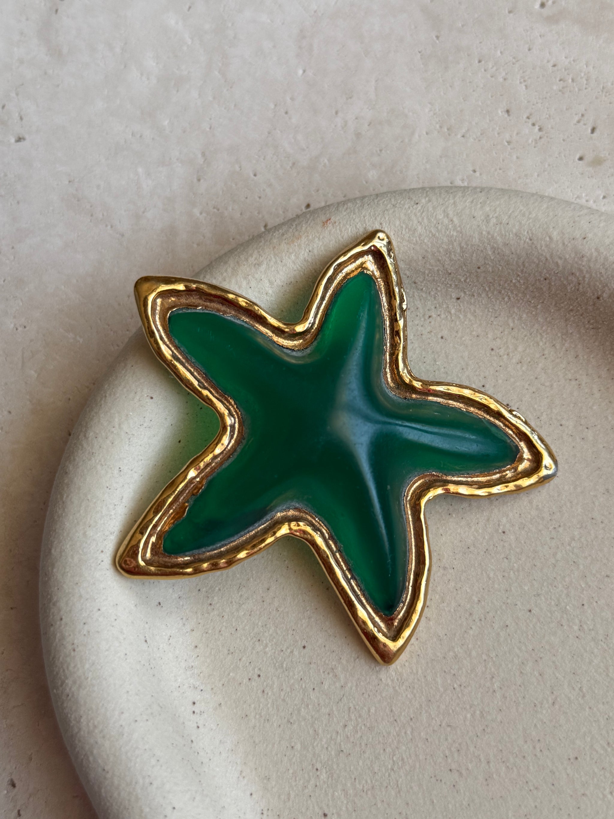 Broche Guy Laroche vintage - Etoile de mer verte