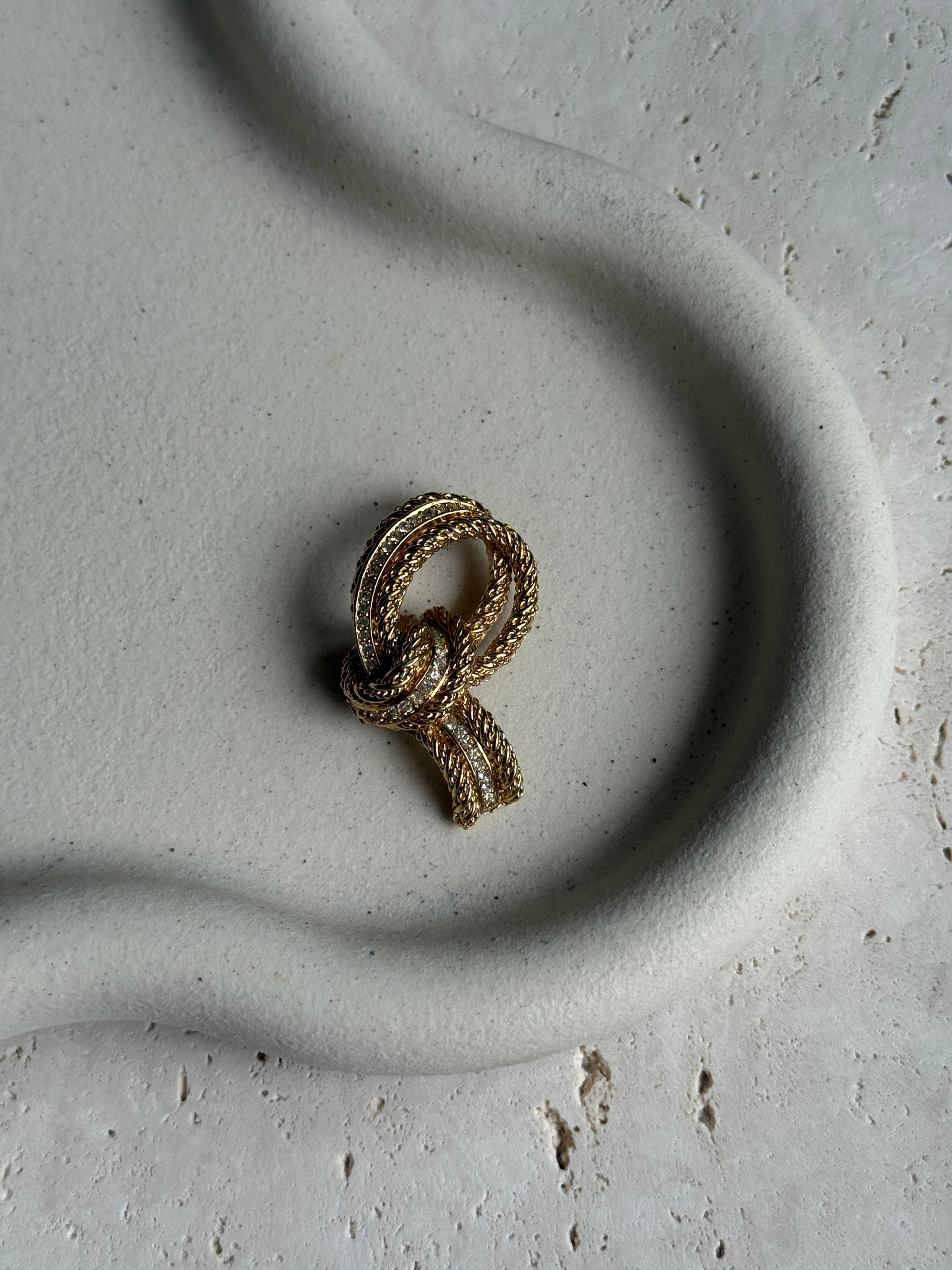 Broche Christian Dior vintage - Noeud orné de strass