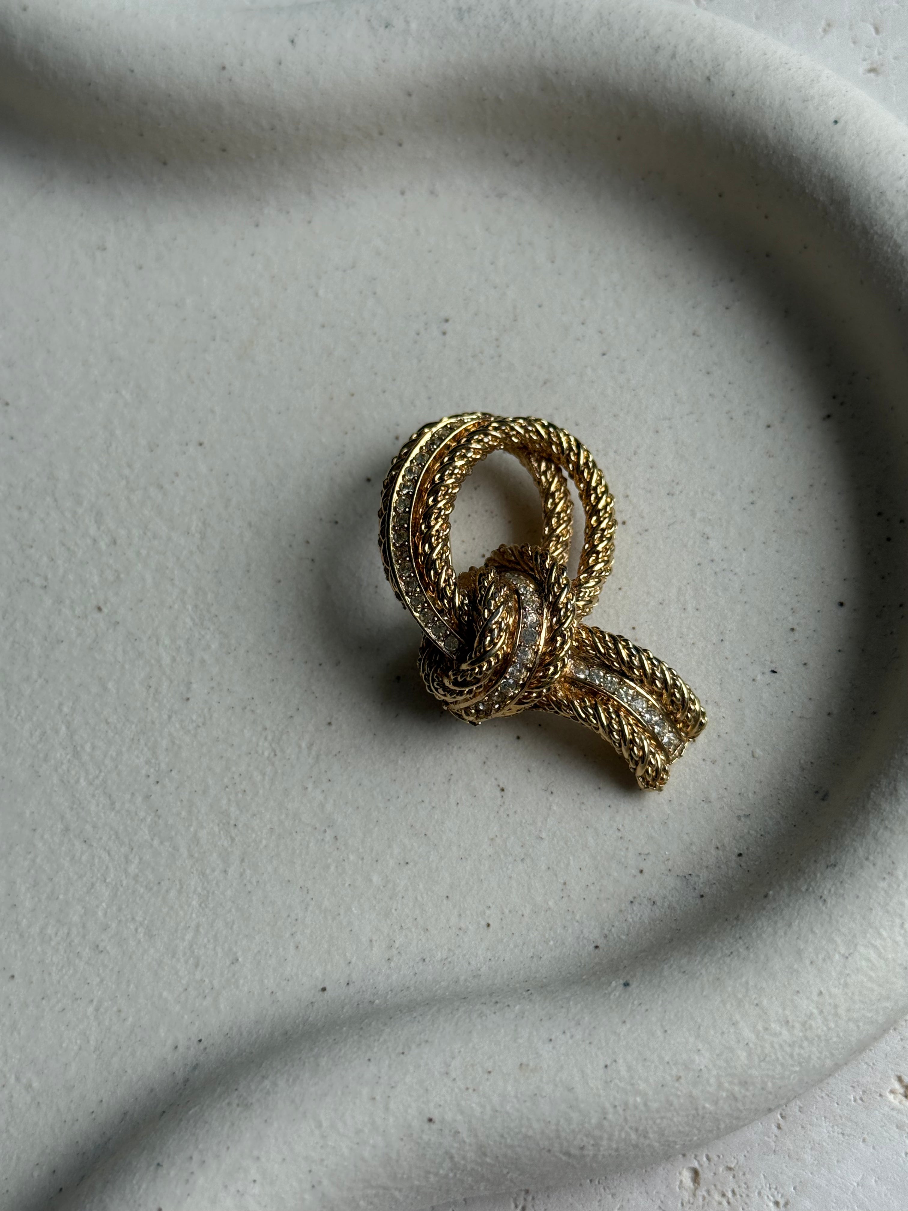 Broche Christian Dior vintage - Noeud orné de strass