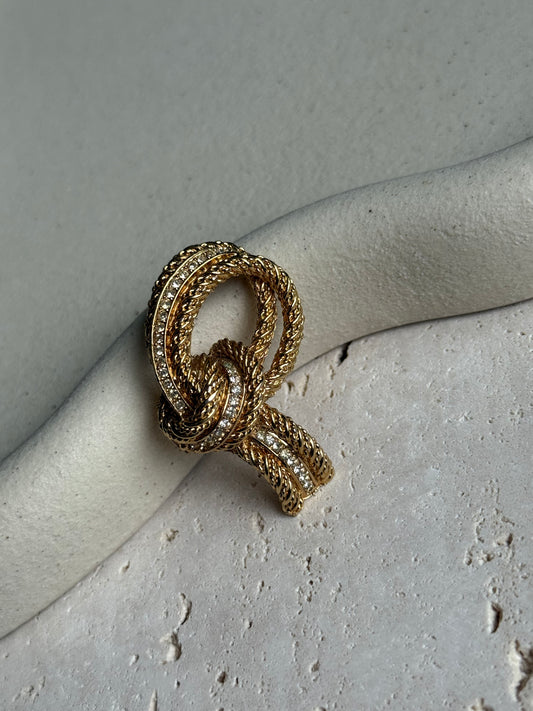 Broche Christian Dior vintage - Noeud orné de strass