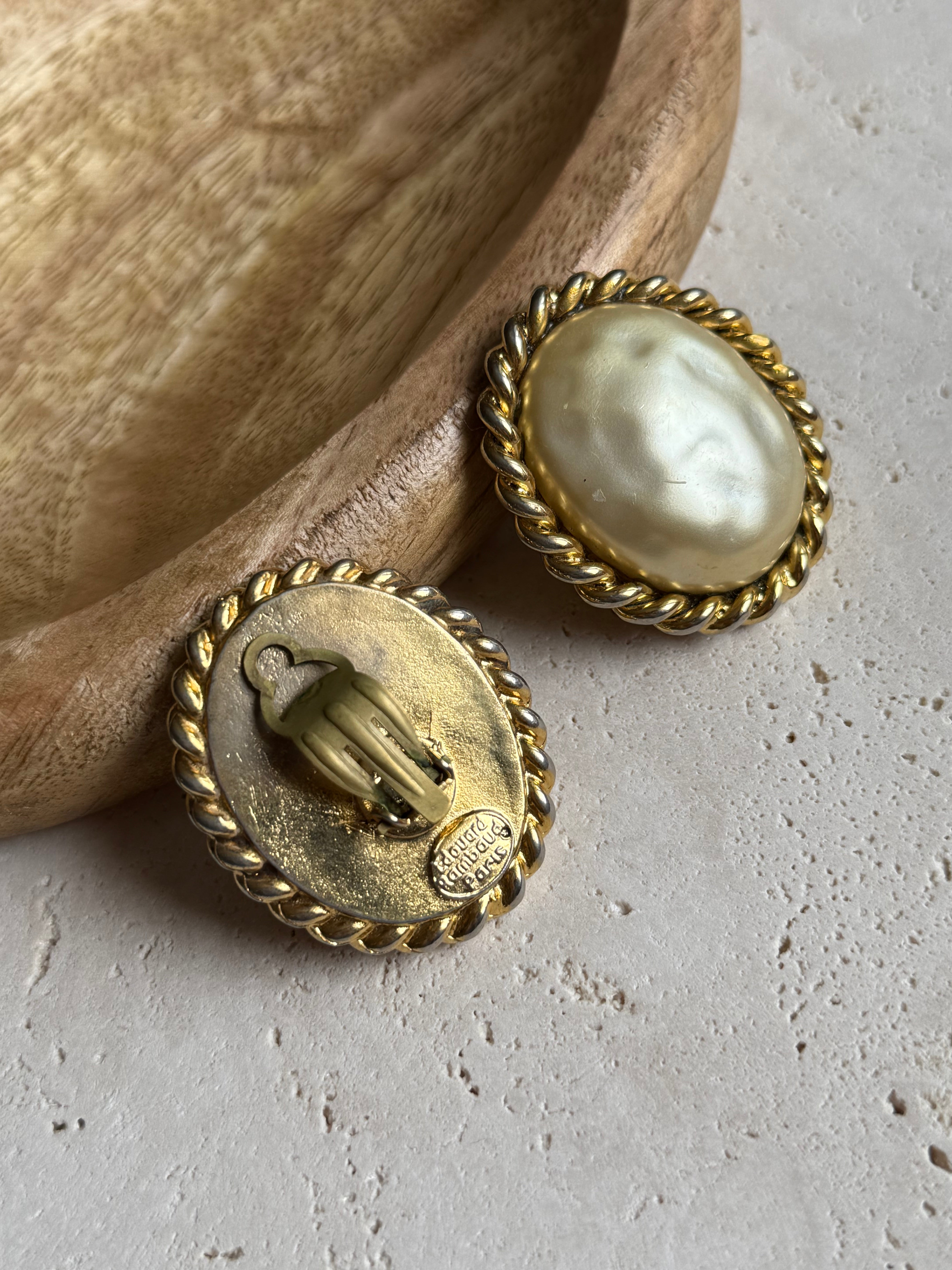 Boucles d'oreilles Édouard Rambaud vintage - perles fantaisies XXL