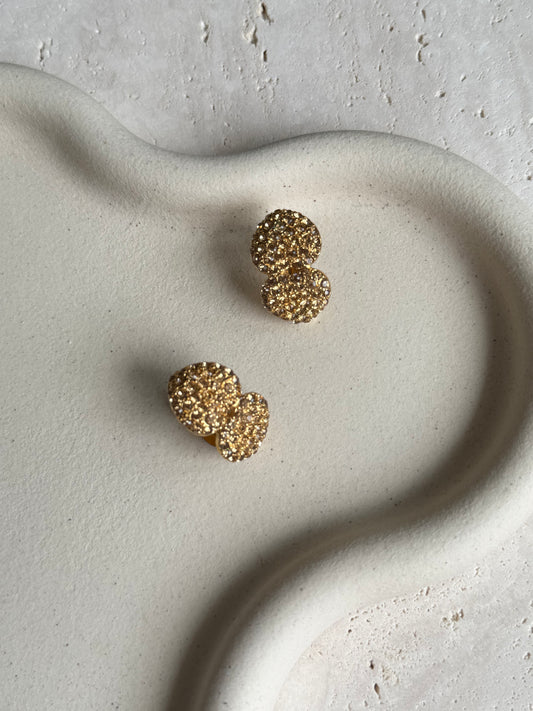 Boucles d’oreilles YSL vintage - Coeurs strass topaze