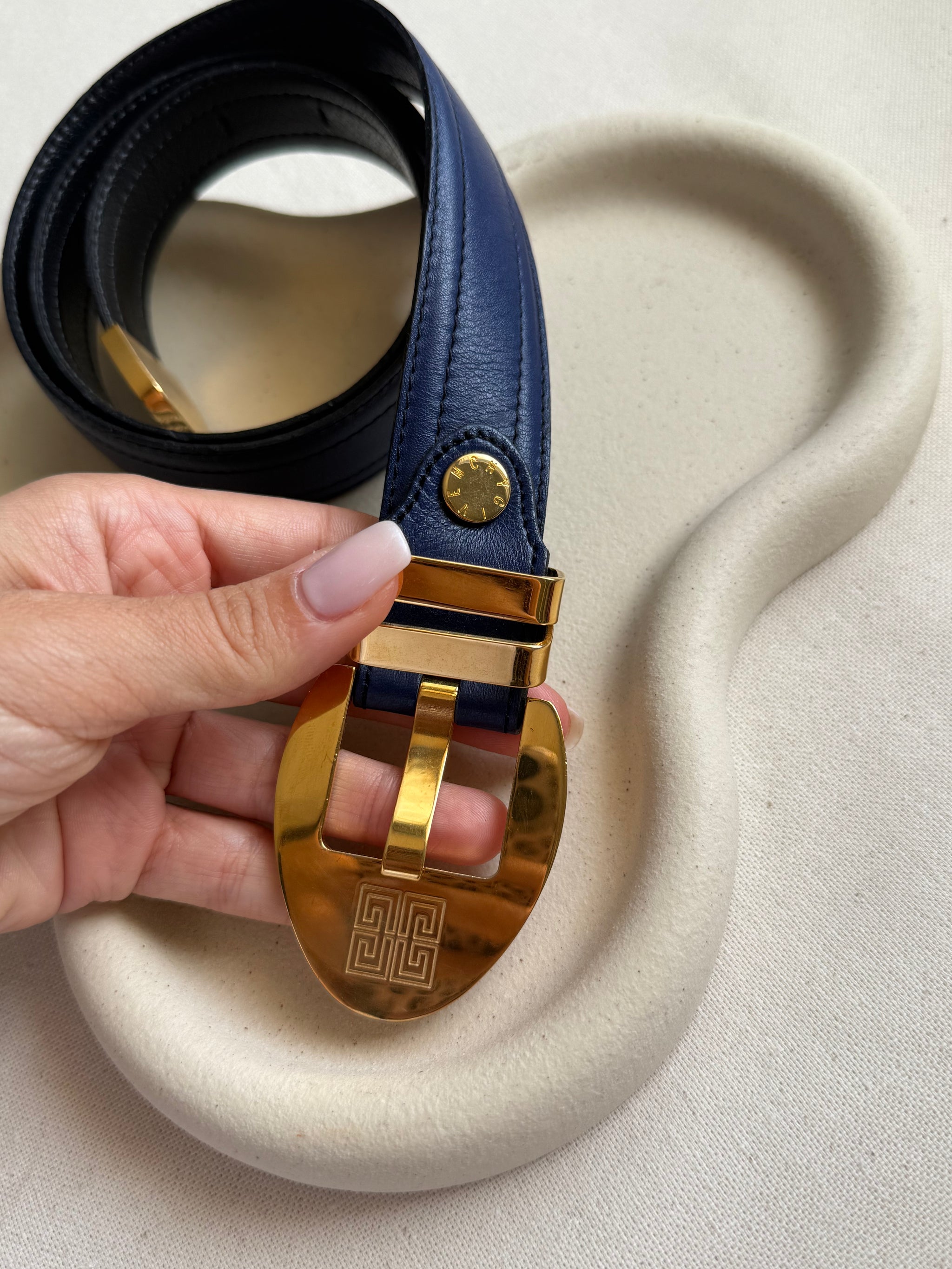 Ceinture Givenchy vintage - Cuir bleu marine