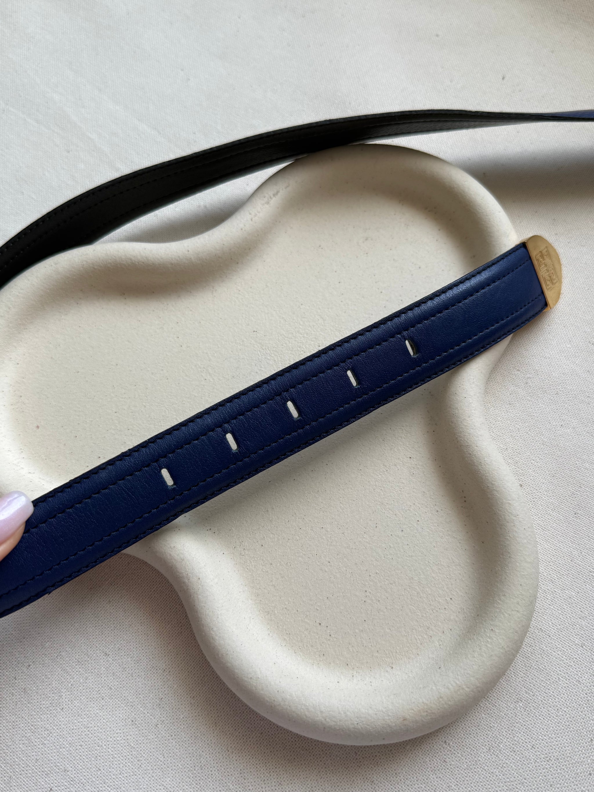 Ceinture Givenchy vintage - Cuir bleu marine
