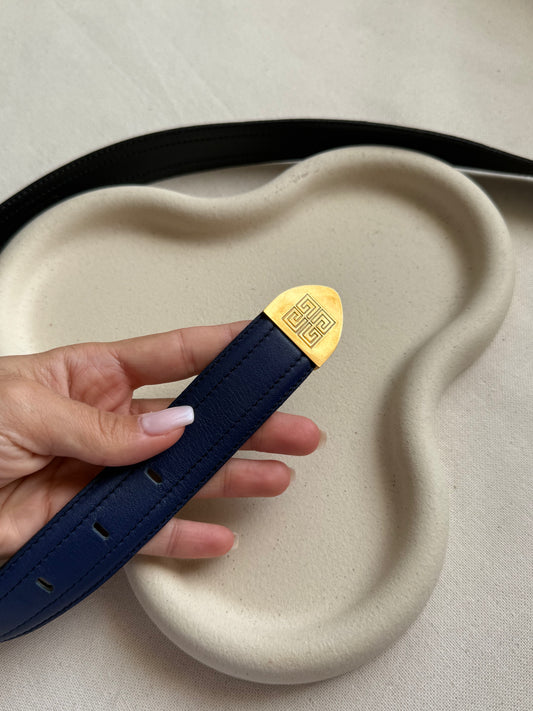Ceinture Givenchy vintage - Cuir bleu marine