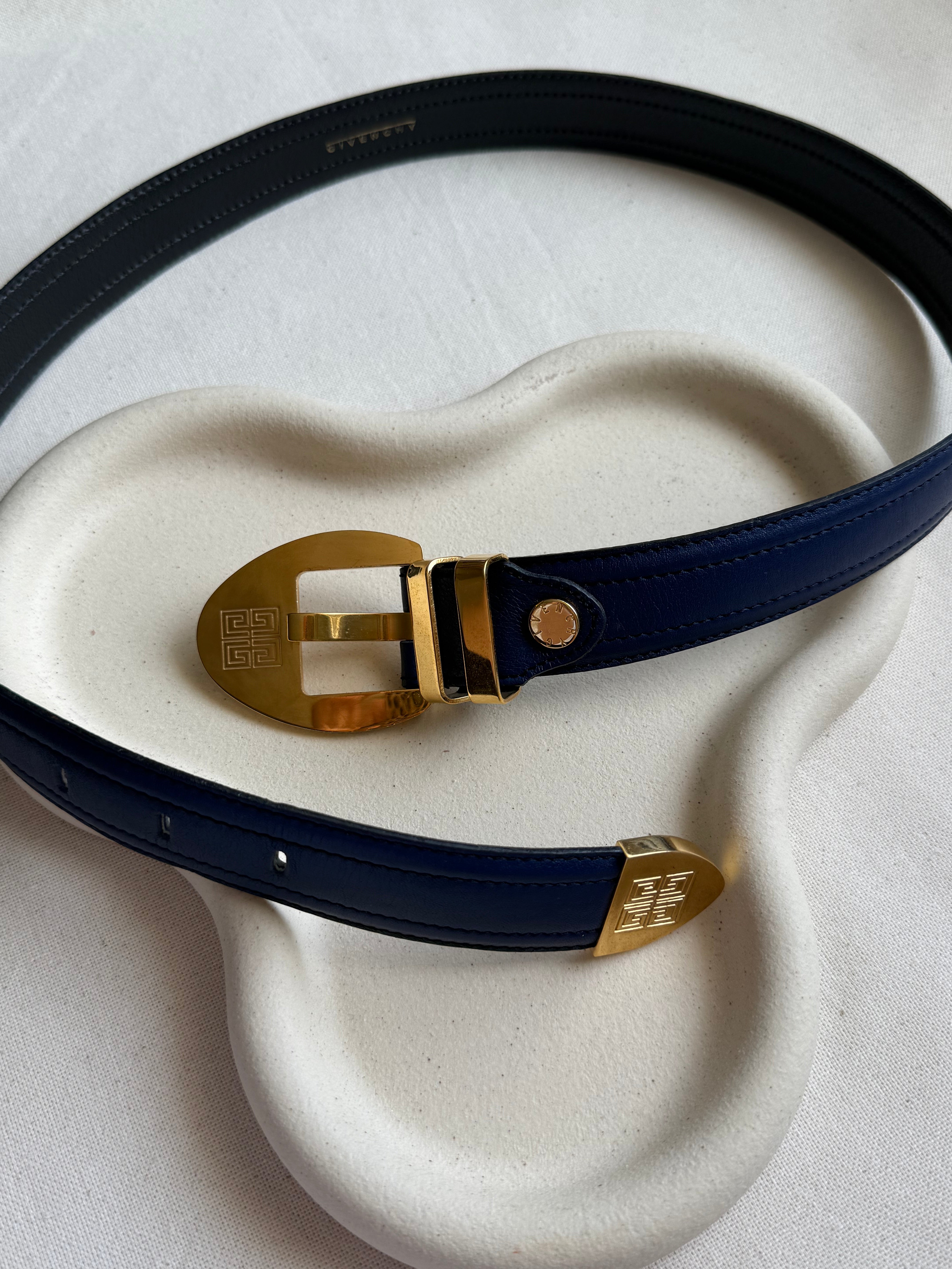 Ceinture Givenchy vintage - Cuir bleu marine