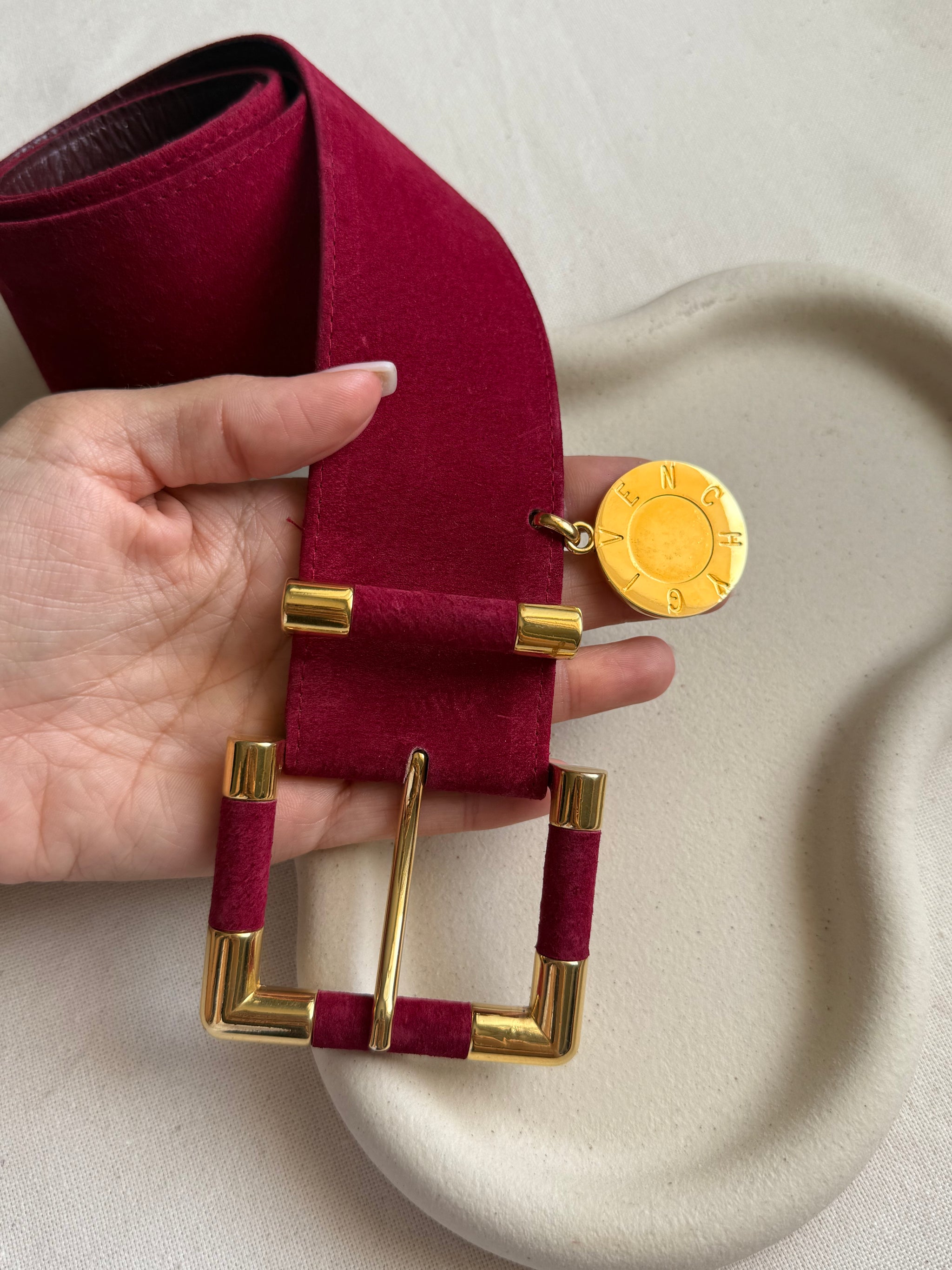 Ceinture Givenchy vintage - Daim framboise