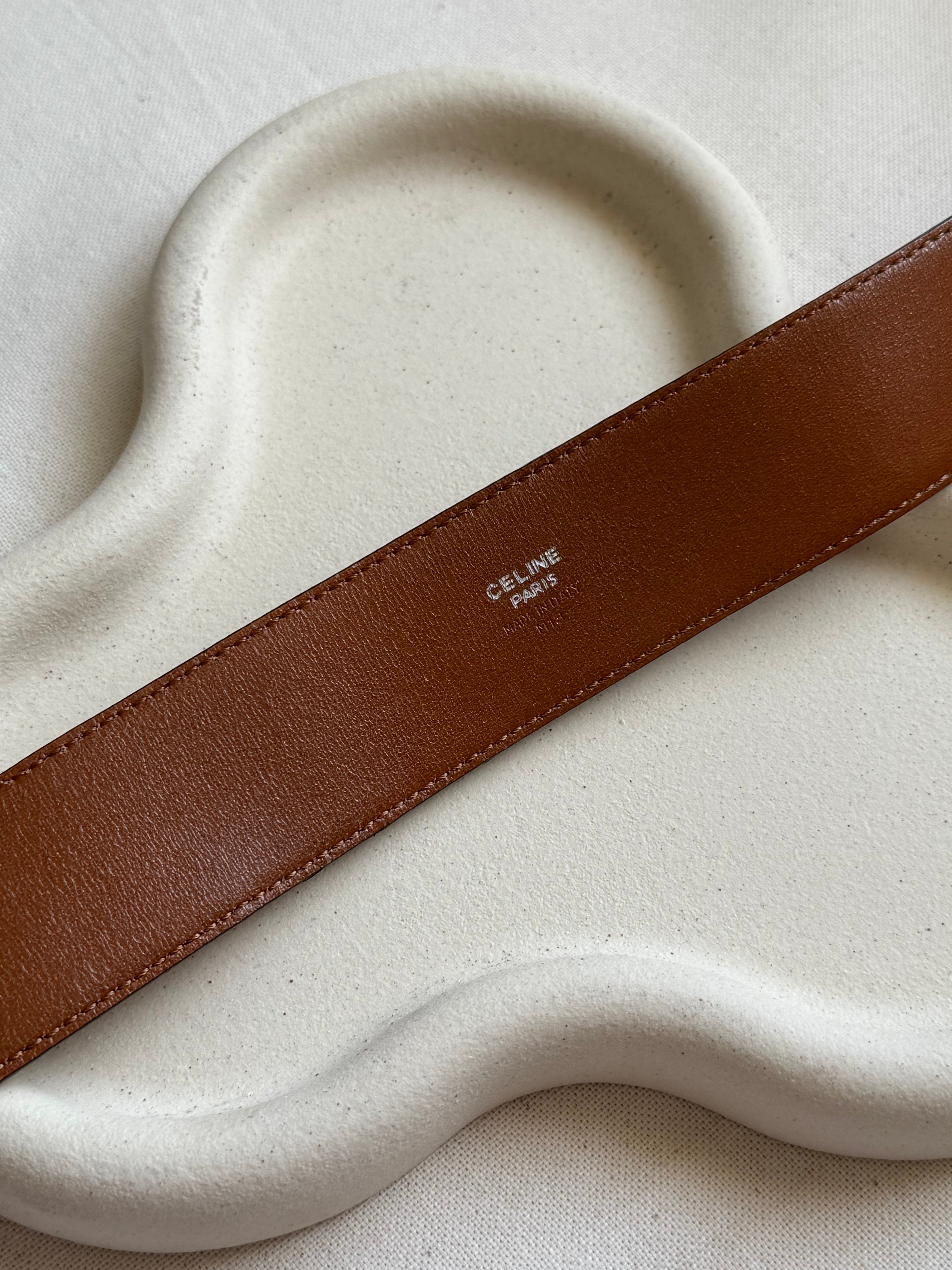 Ceinture Céline vintage - Cuir camel et chaînes